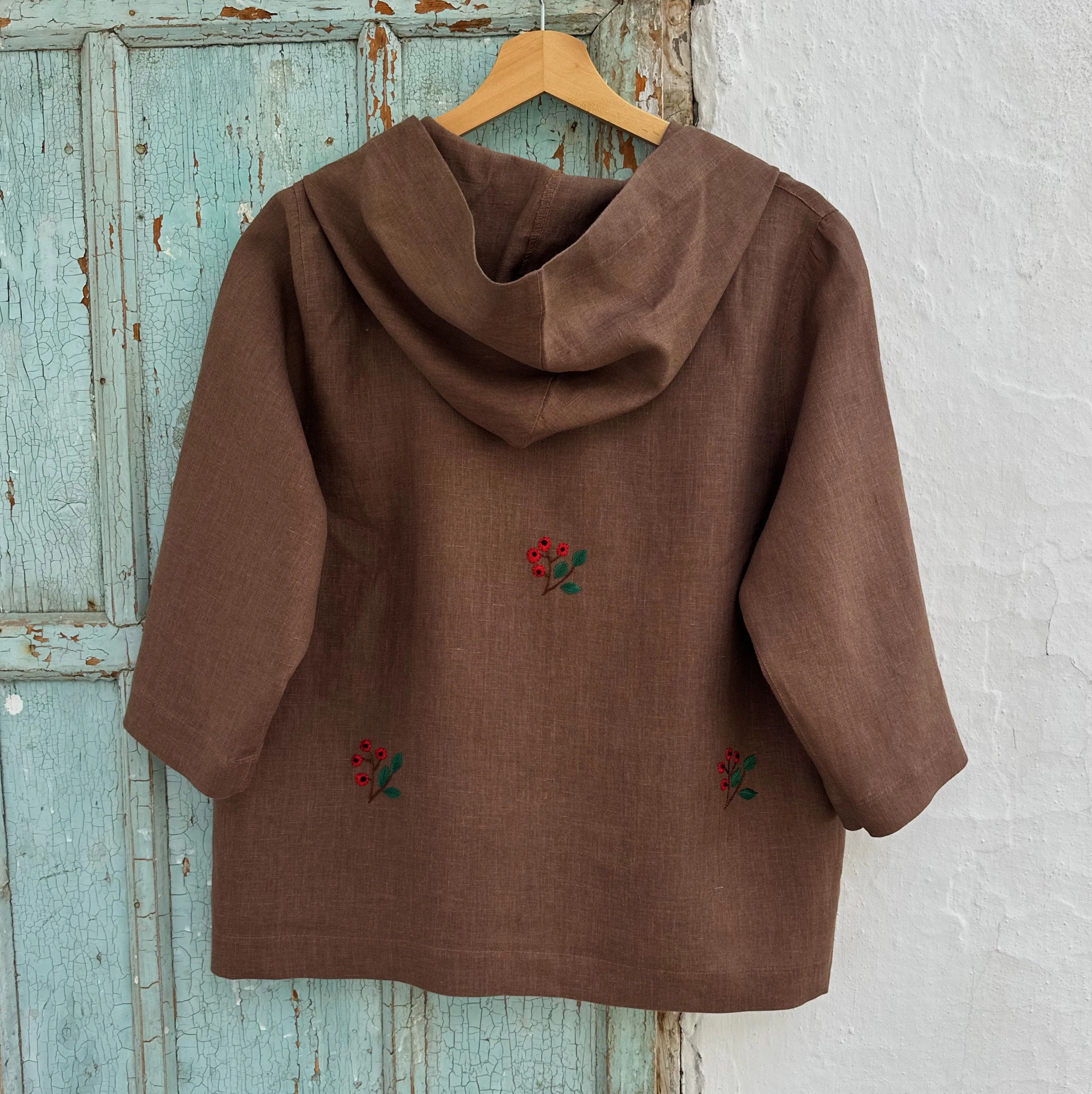 Kokina El Nakışlı İpek Keten Ceket (Standart Beden)