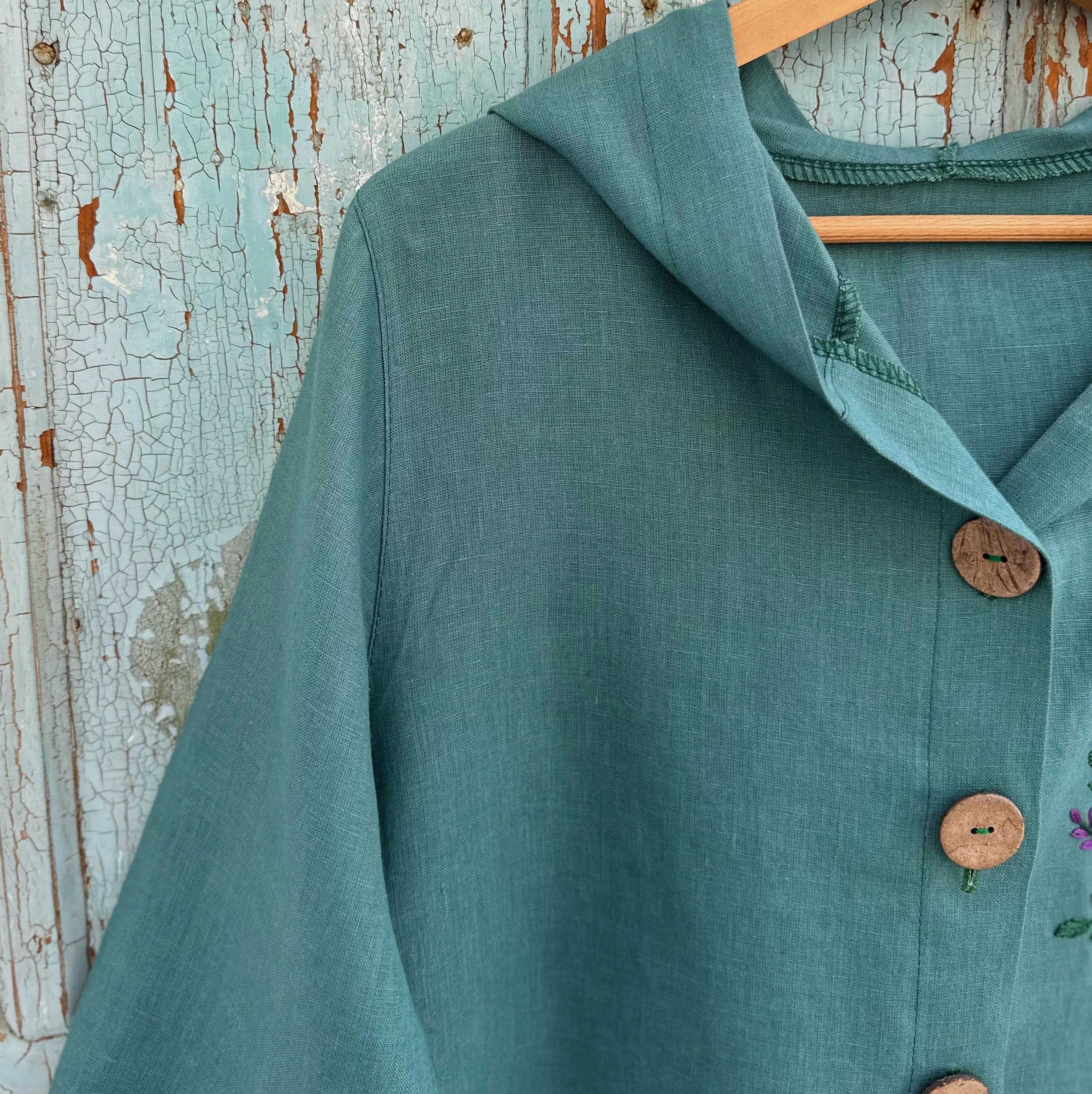 Lavantalar El Nakışlı İpek Keten Ceket (Standart Beden)