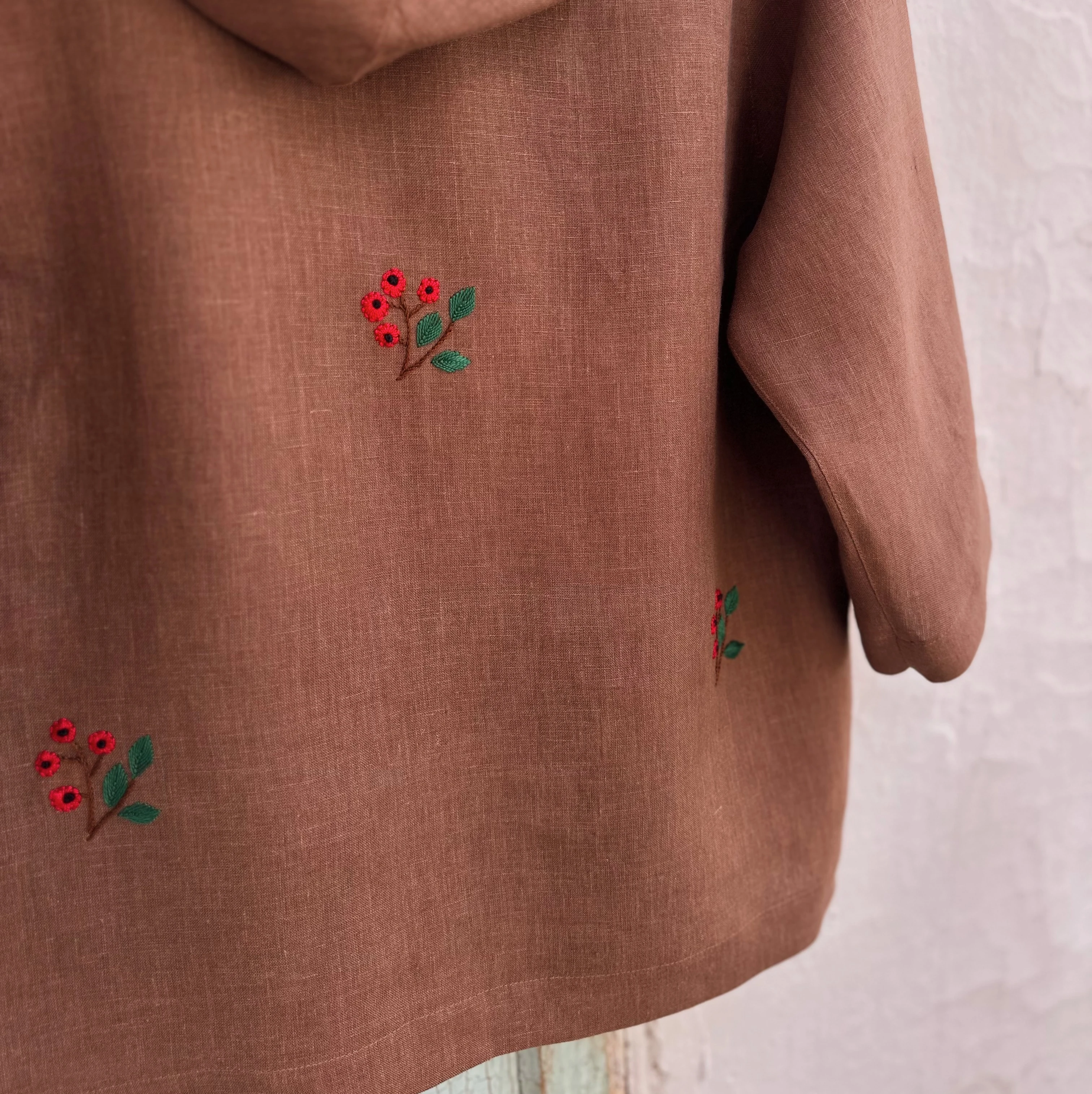 Kokina El Nakışlı İpek Keten Ceket (Standart Beden)