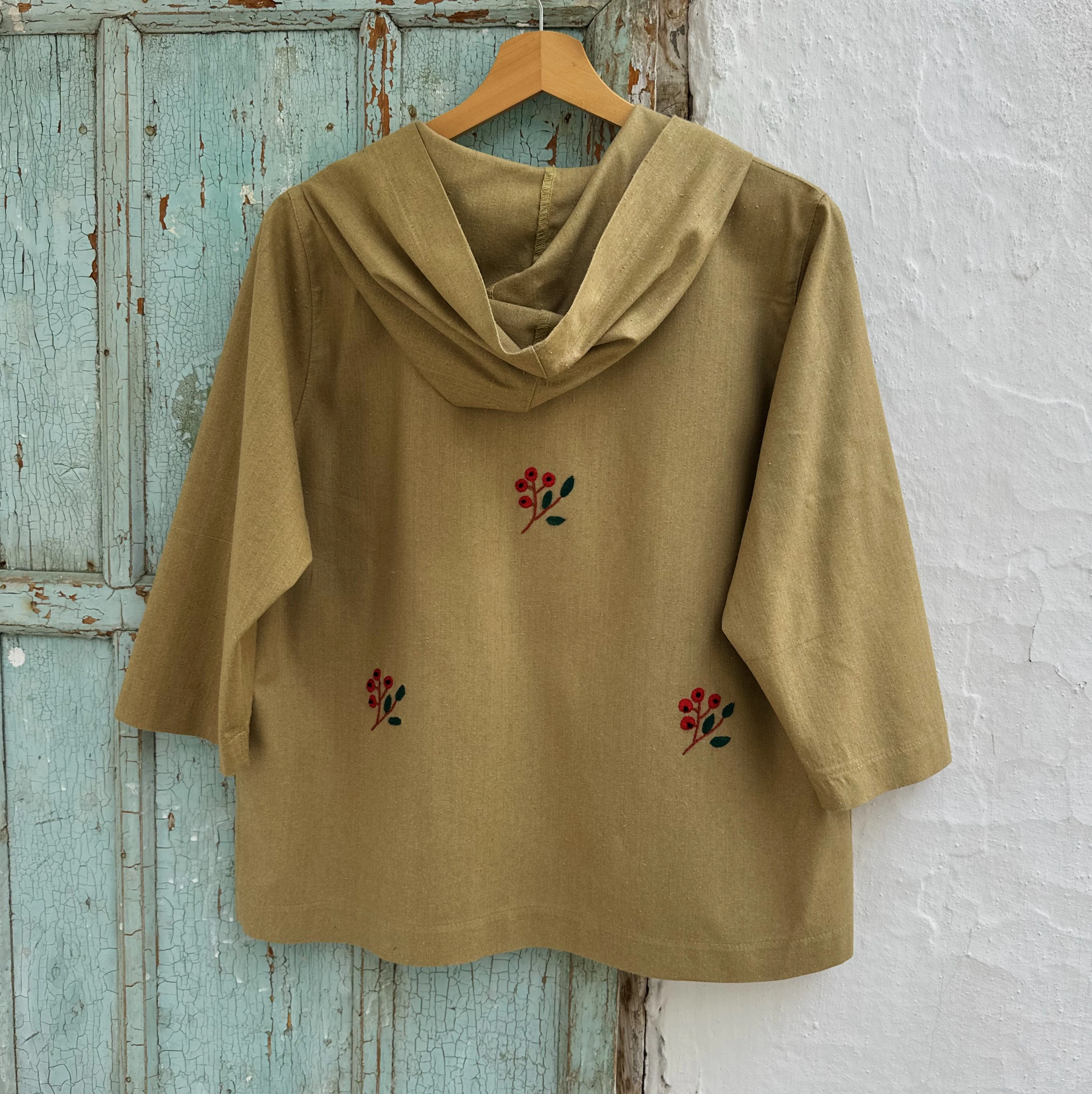 Kokina El Nakışlı Yün Keten Ceket (Standart Beden)