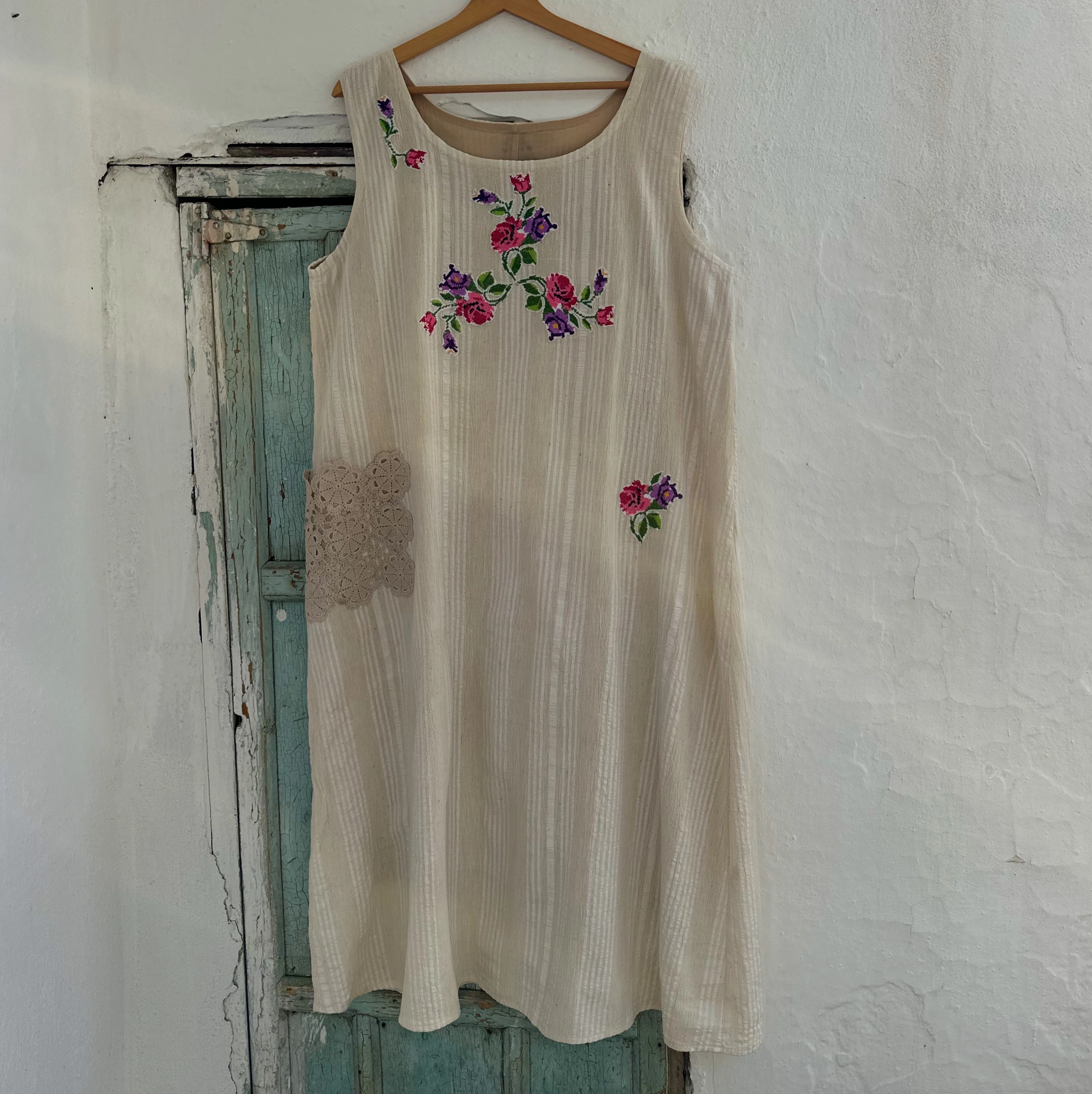 Pembe Mor Güller Elbise (44-46 Beden)