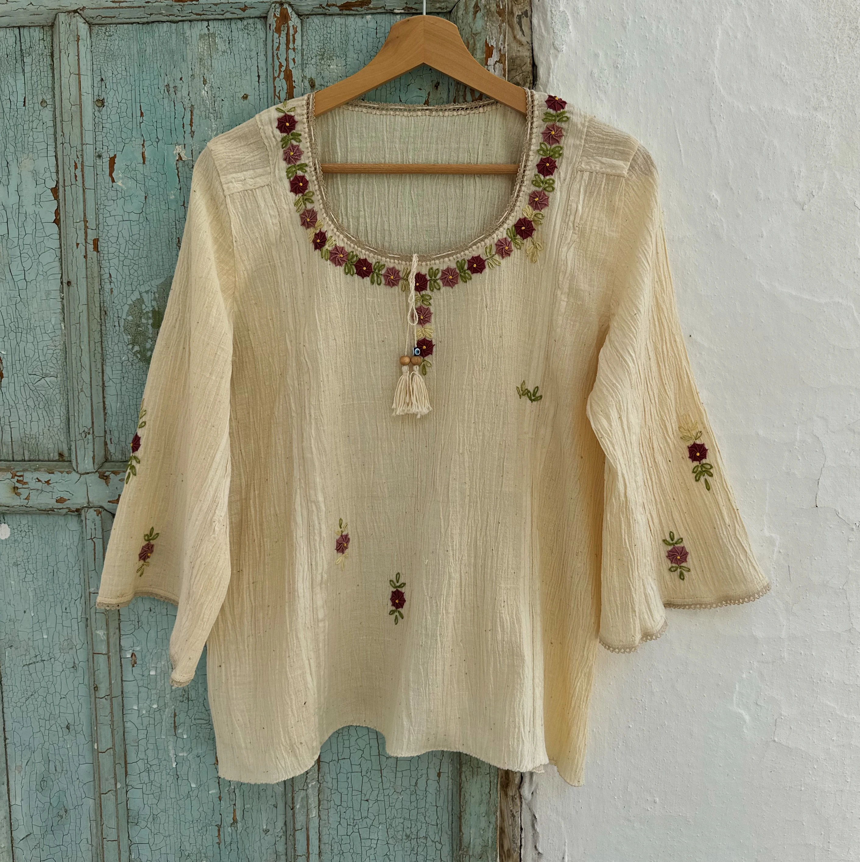 Mürdüm Çiçekli Göynek (40-42 Beden)