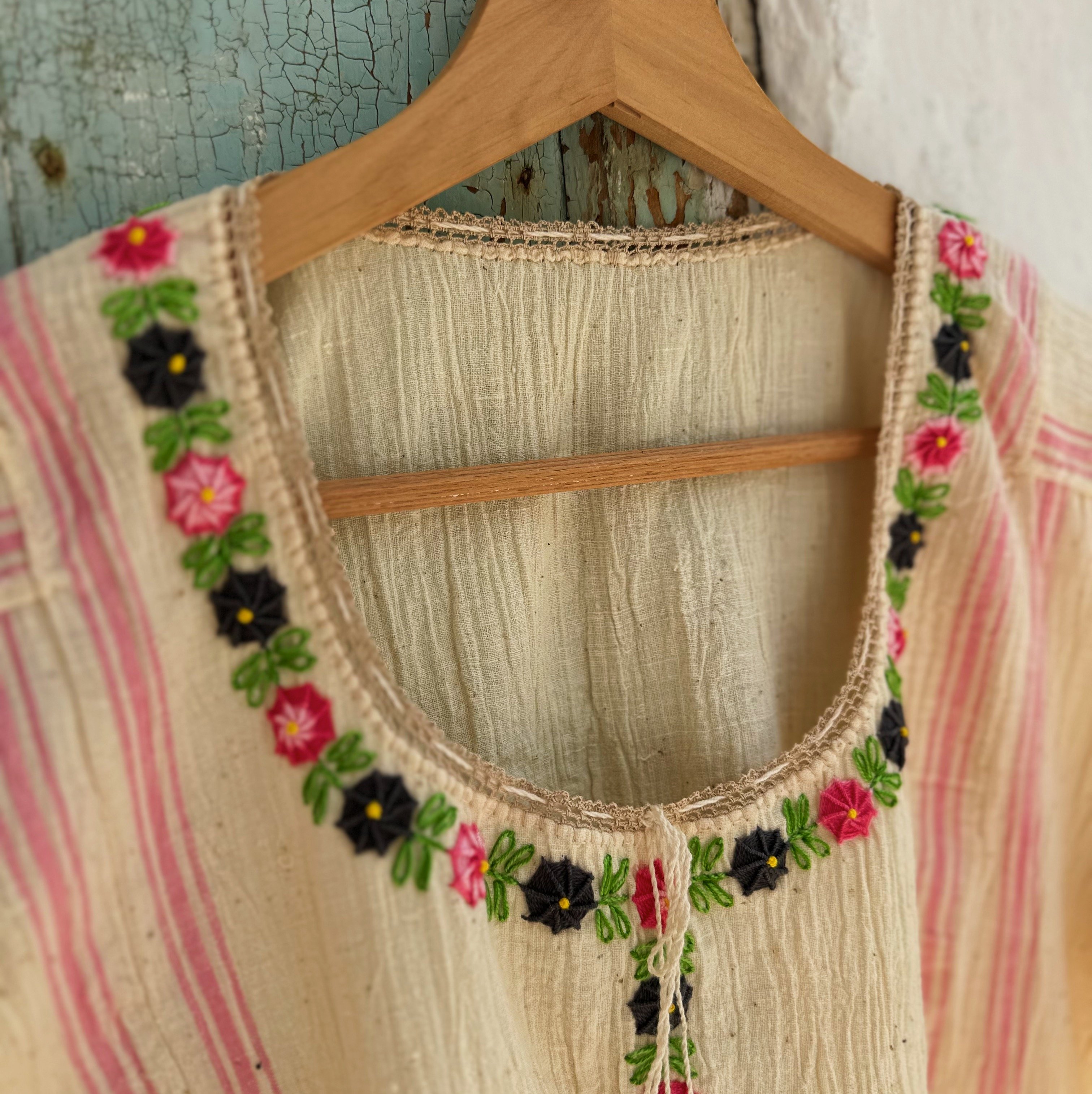 Pembe Füme Çiçekli Göynek (42-44 Beden)