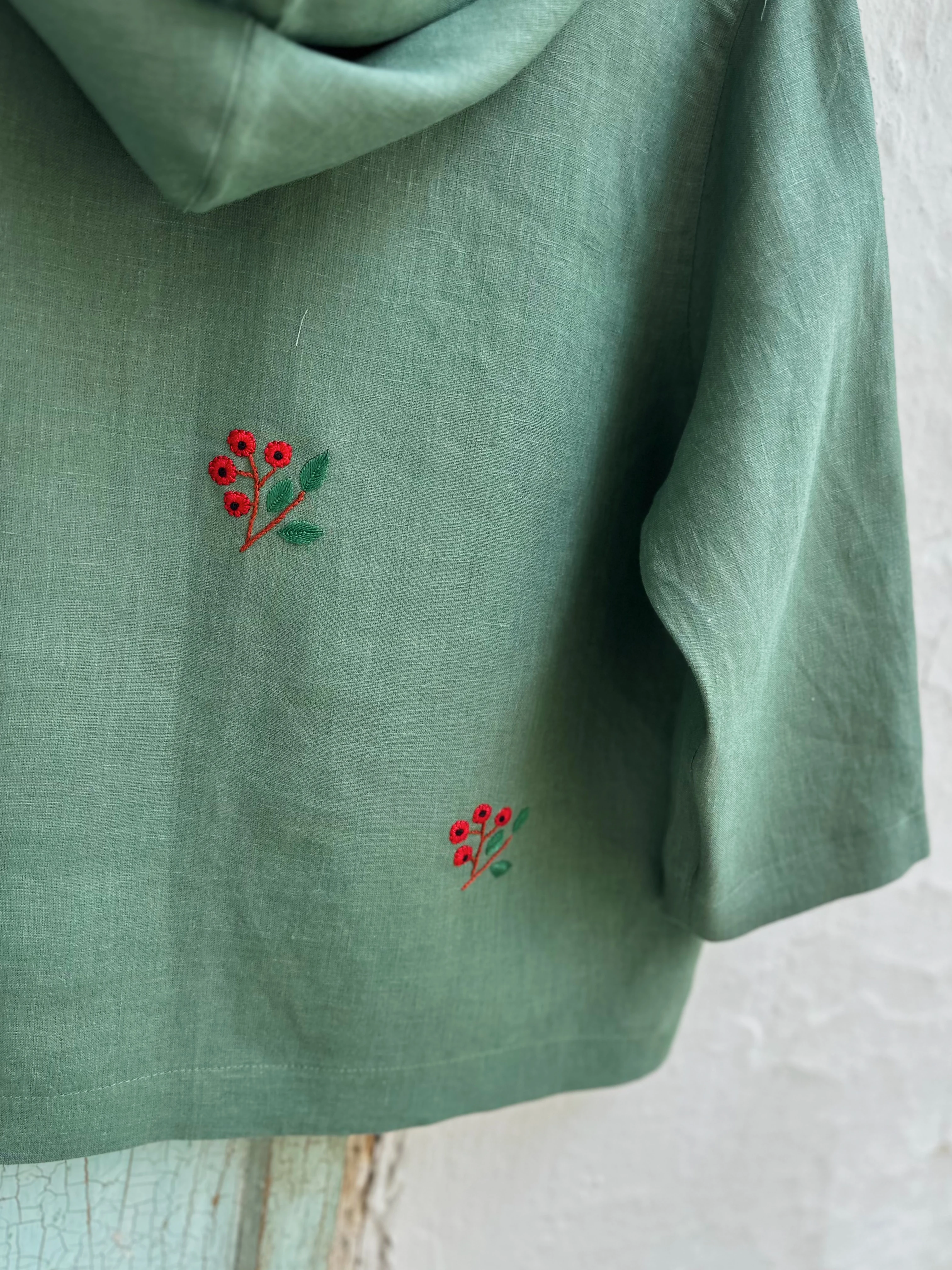 Kokina El Nakışlı İpek Keten Ceket  (Standart Beden)