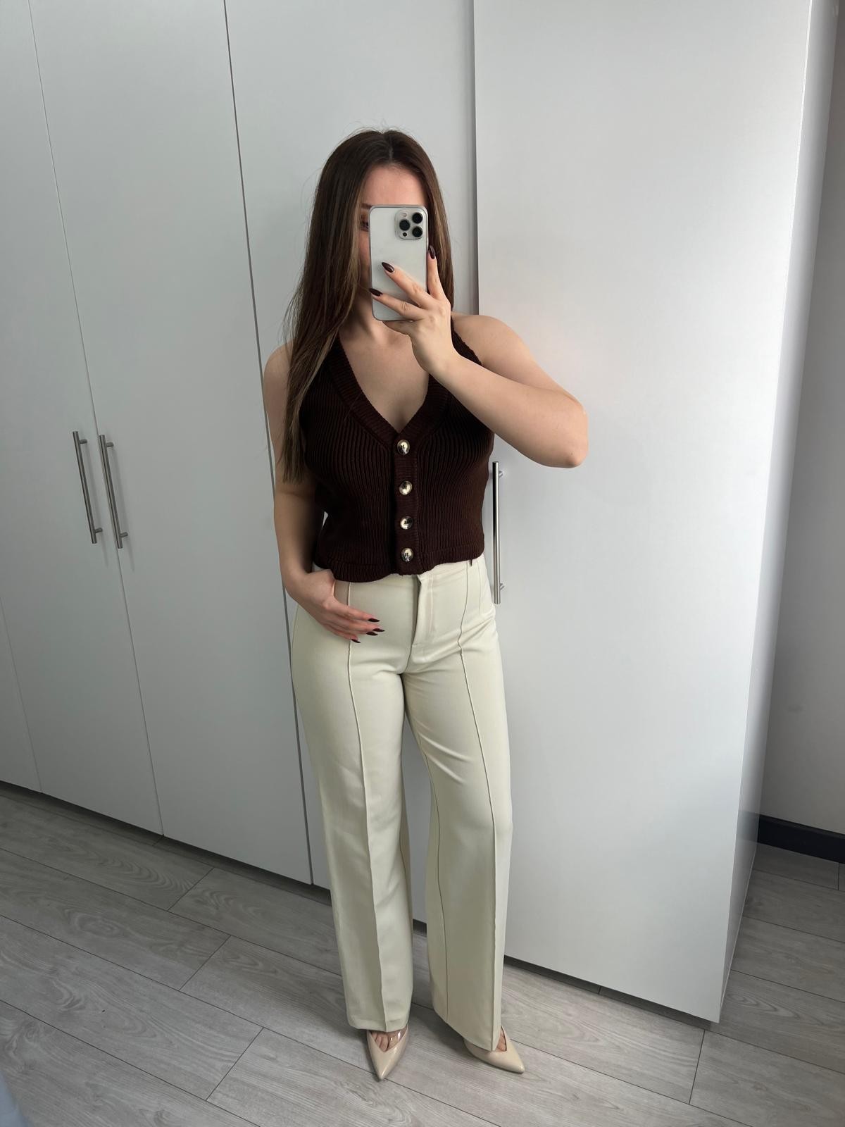Premium Düğmeli Örgü Yelek - Siyah