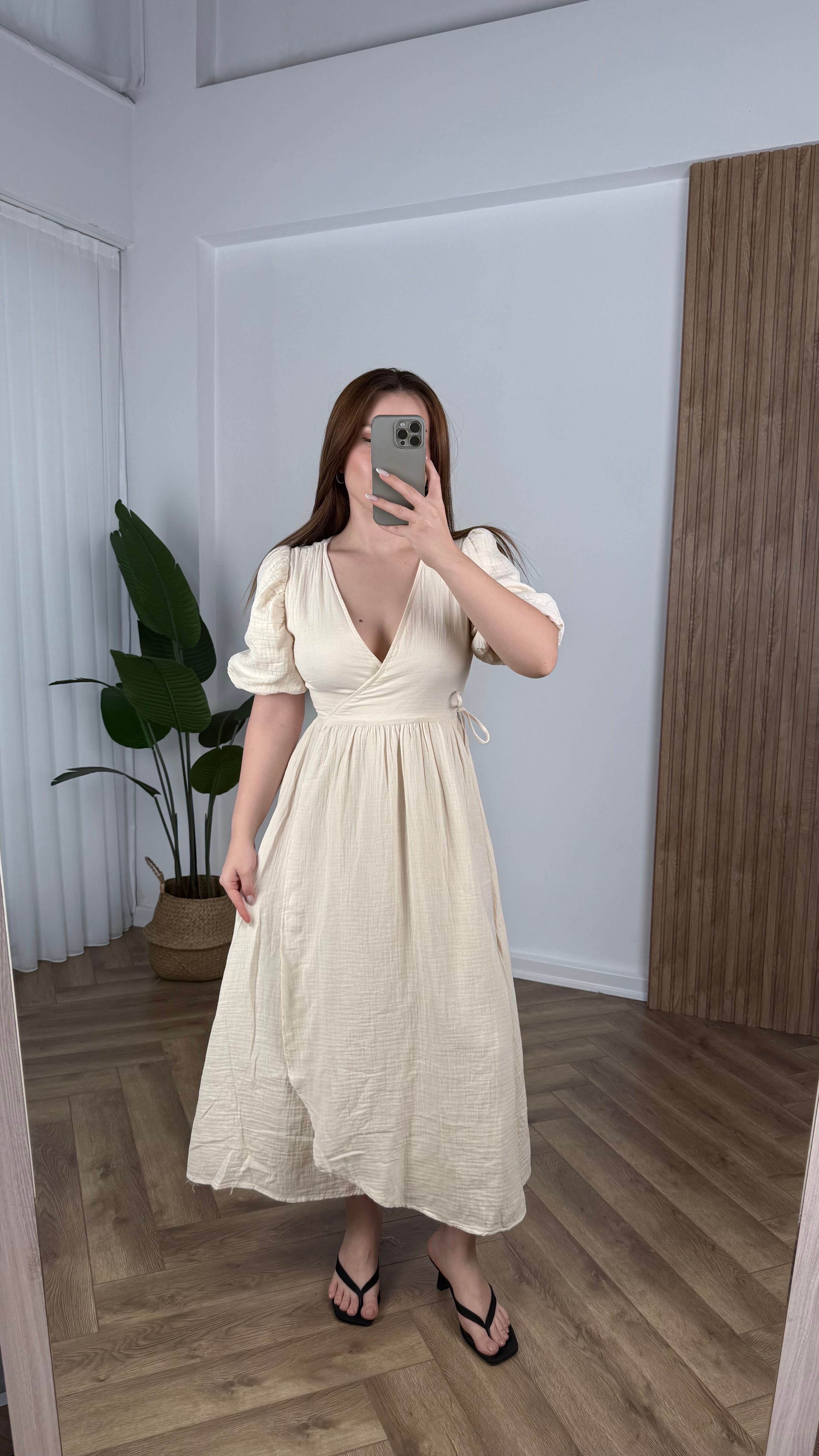 Yeni Sezon Anvelop Bağlamalı Astarlı Elbise