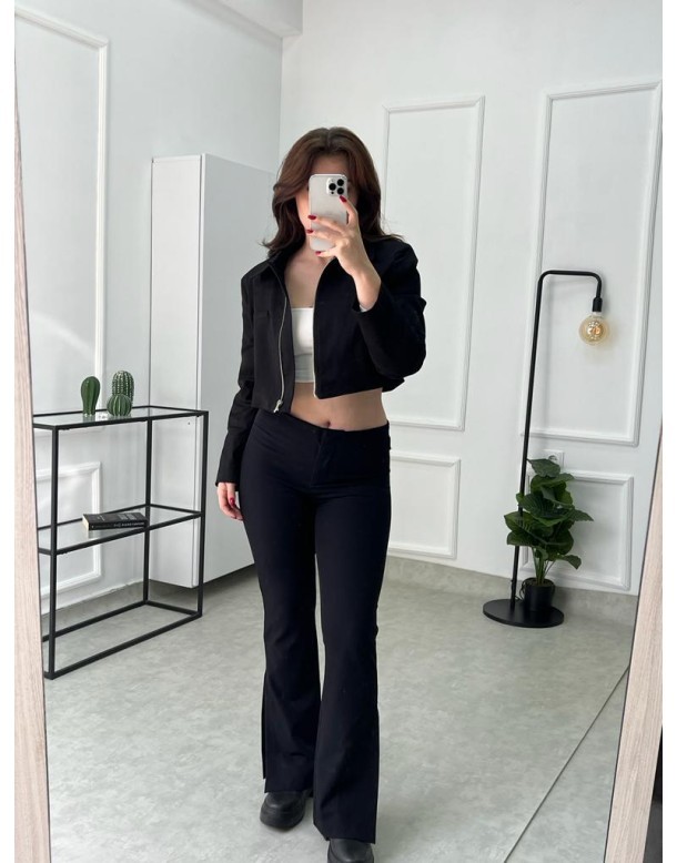 Özel Limited Edition Orta Bel Toparlayıcı Black Kumaş Pantolon