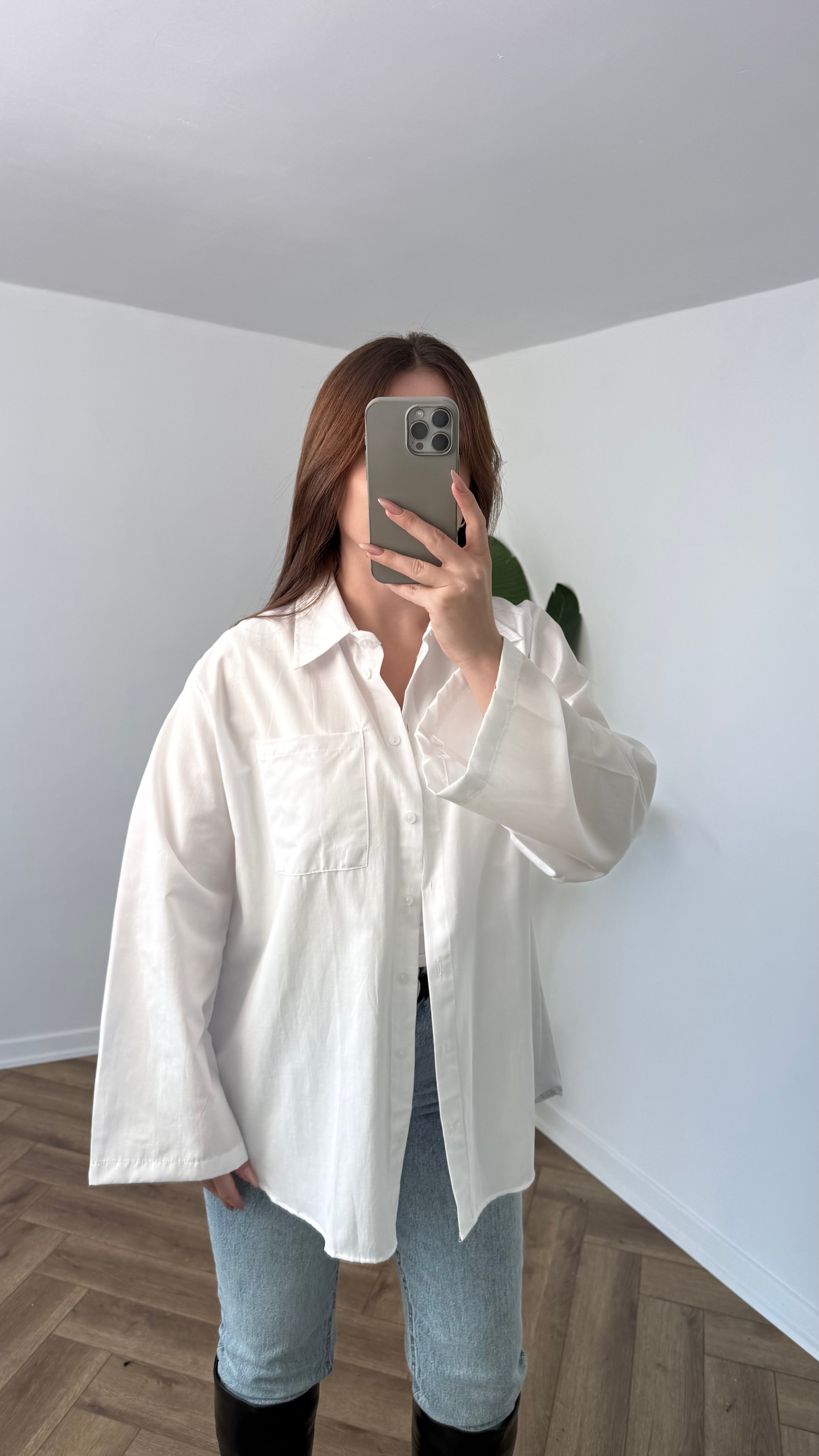 Yeni Sezon Oversize Pamuk Gömlek - Beyaz