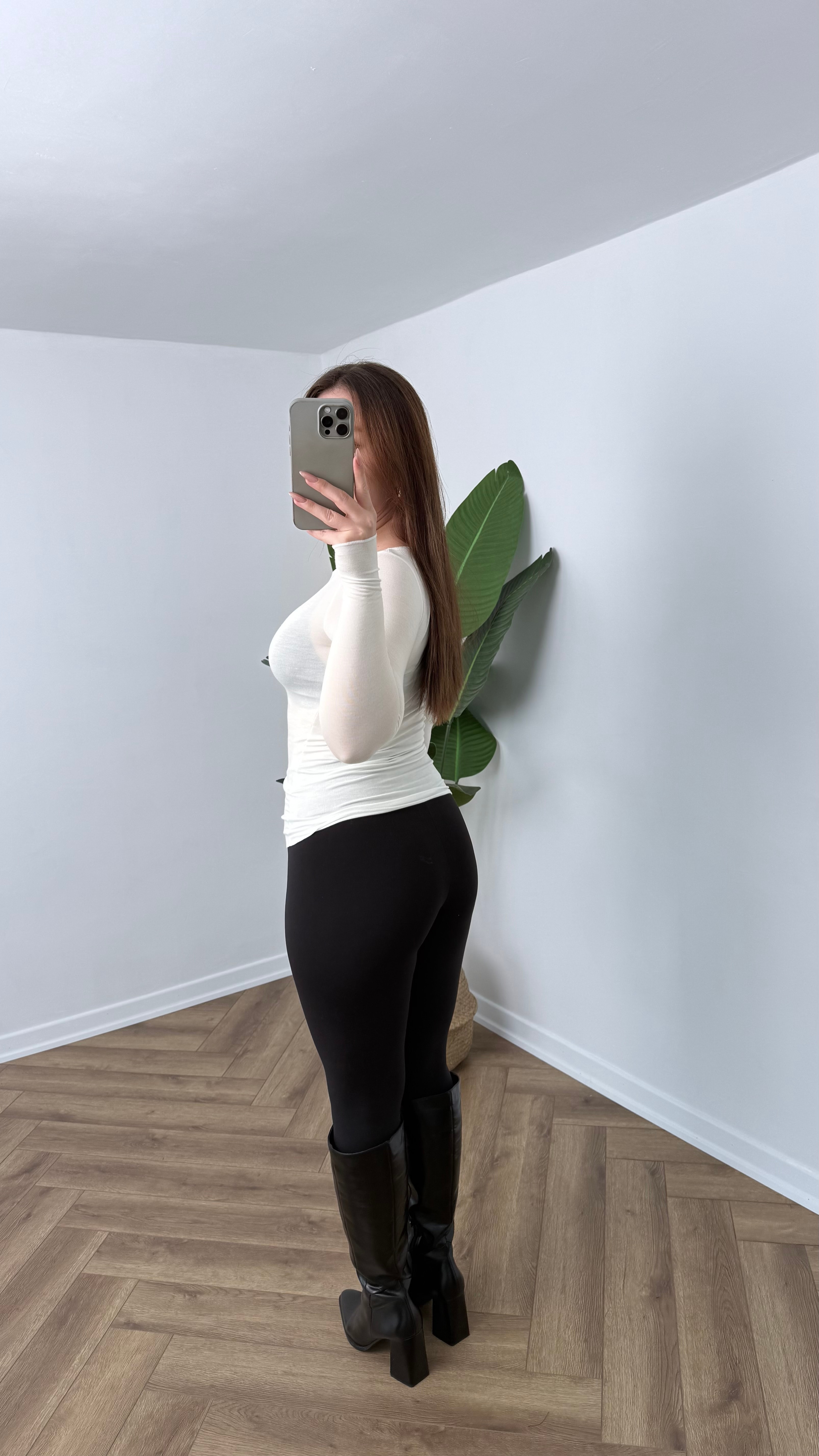 Yeni Sezon Premium Transparan Kayık Yaka Tam Bel Boy Body