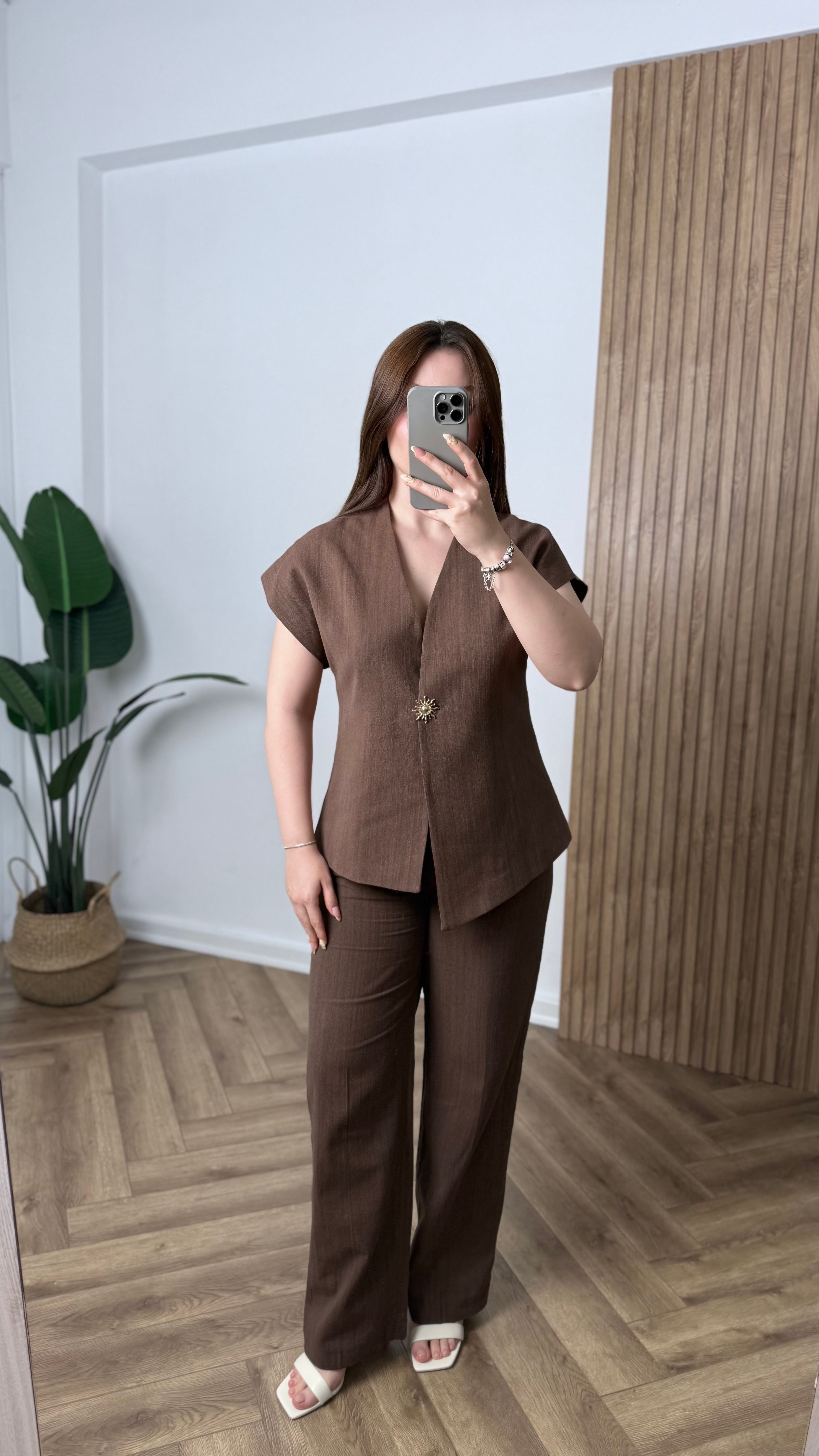 Yeni Sezon Premium Keten Metal Düğme Detay Takım
