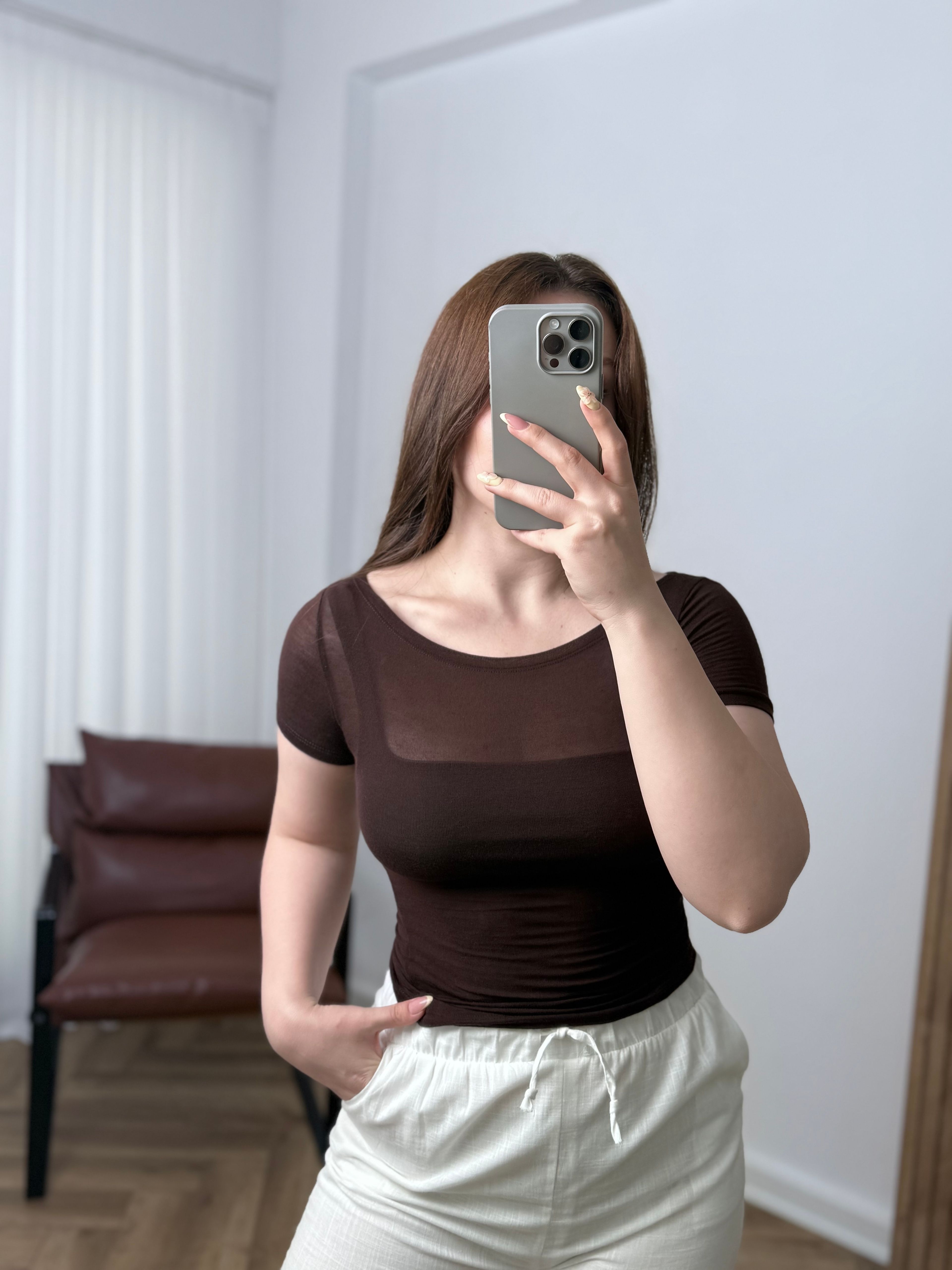 OYS Kısa Kollu Kayık Yaka Transparan Body