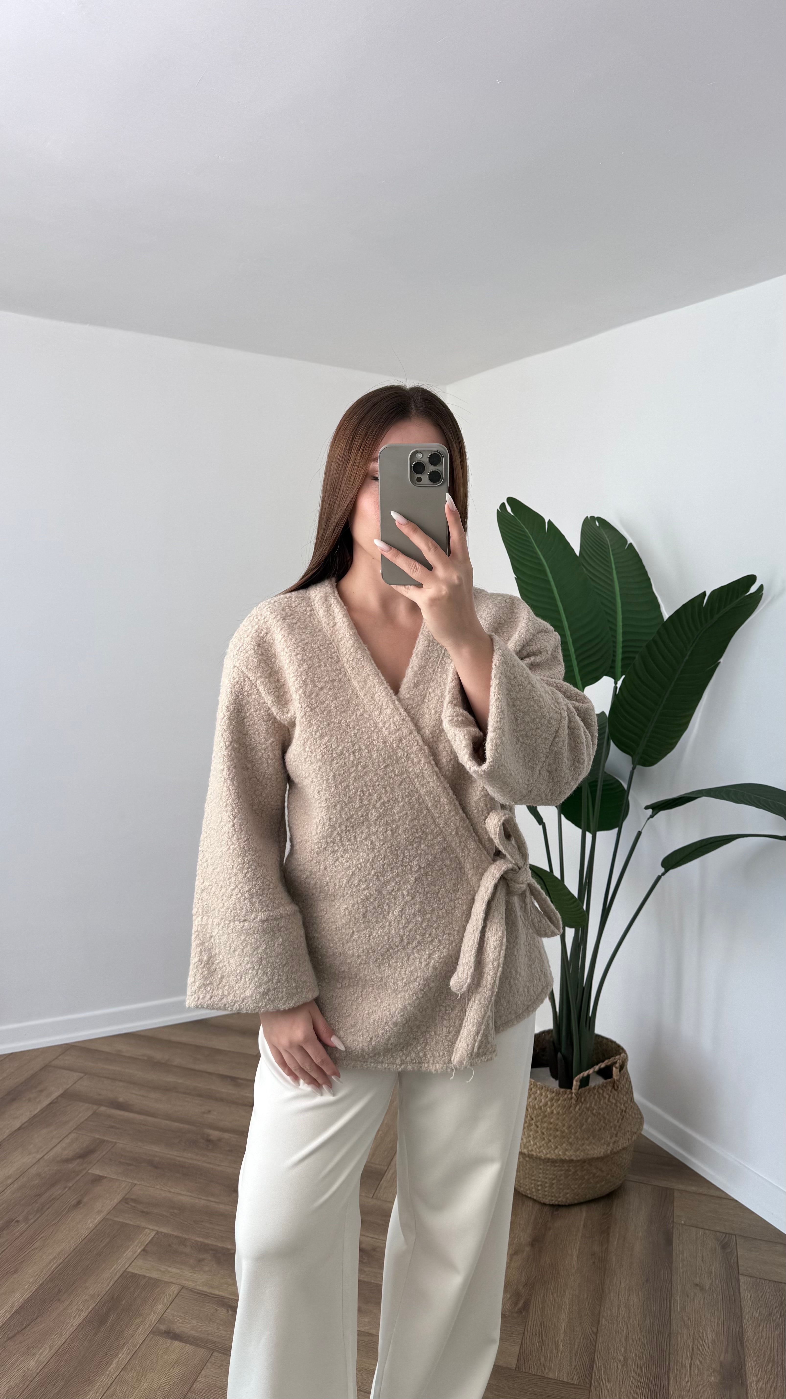 Yeni Sezon Premium Tedy Kimono - Bej
