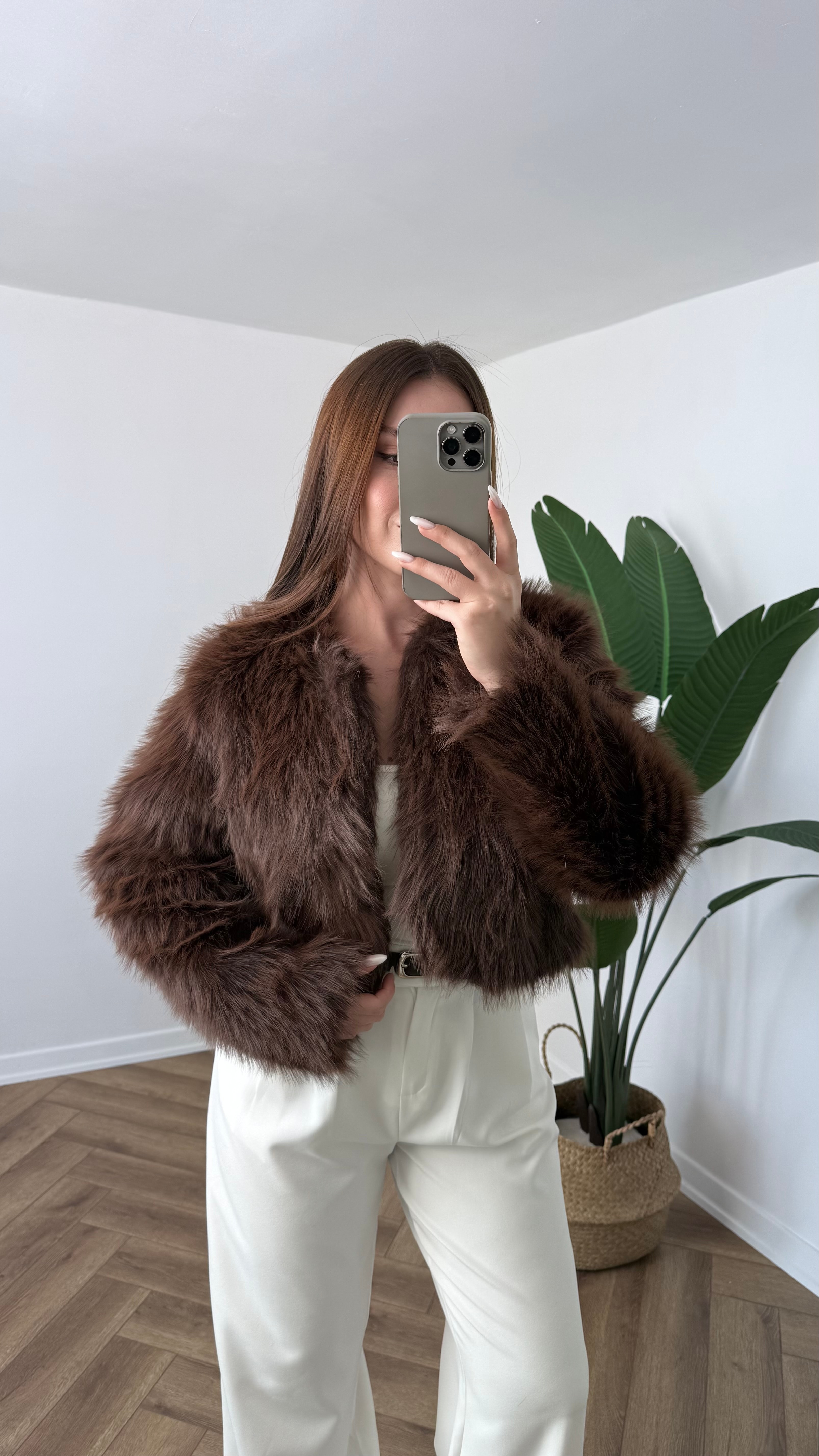 Yeni Sezon Premium Crop Kürk - Kahverengi