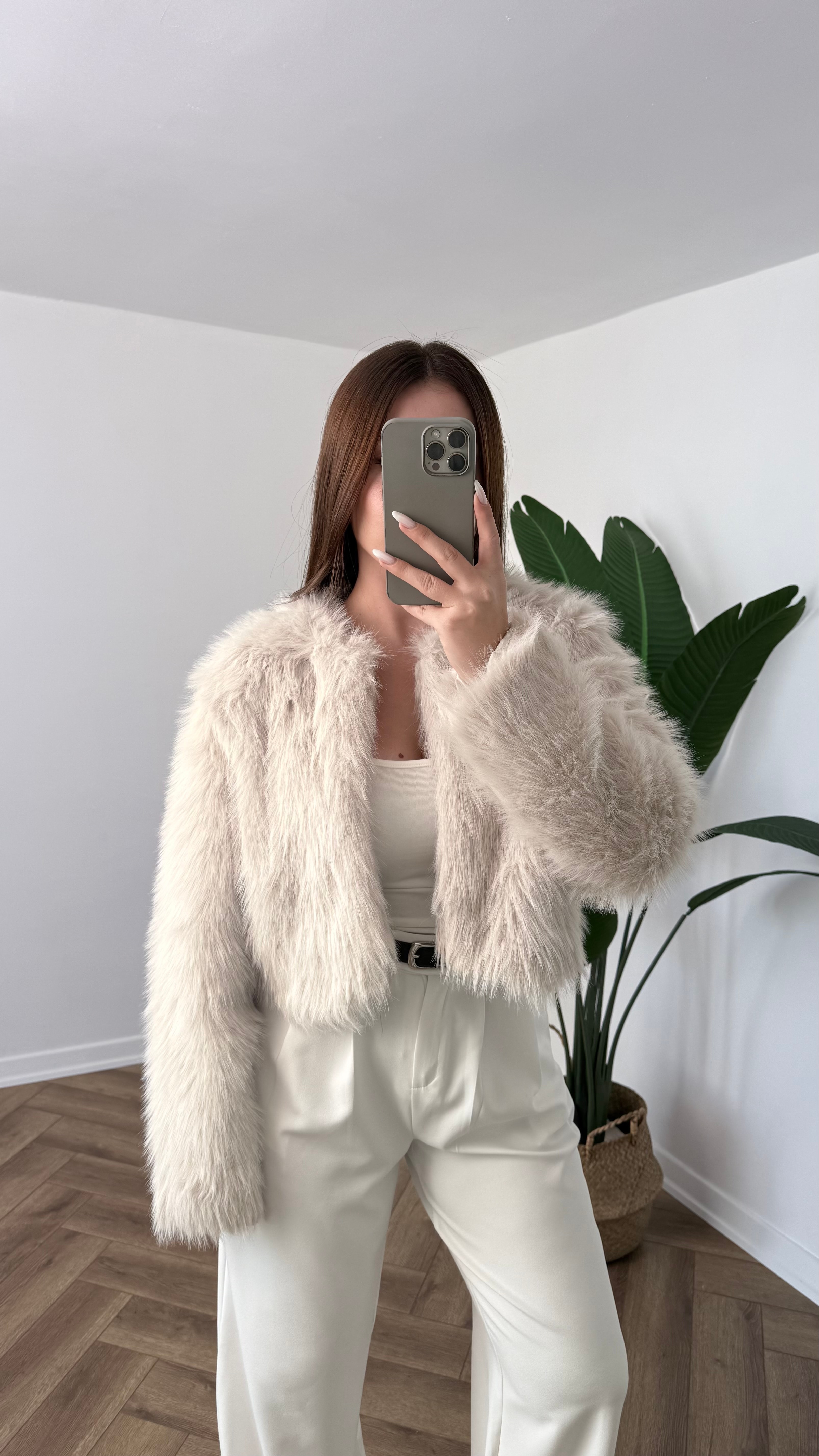 Yeni Sezon Premium Crop Kürk - Bej