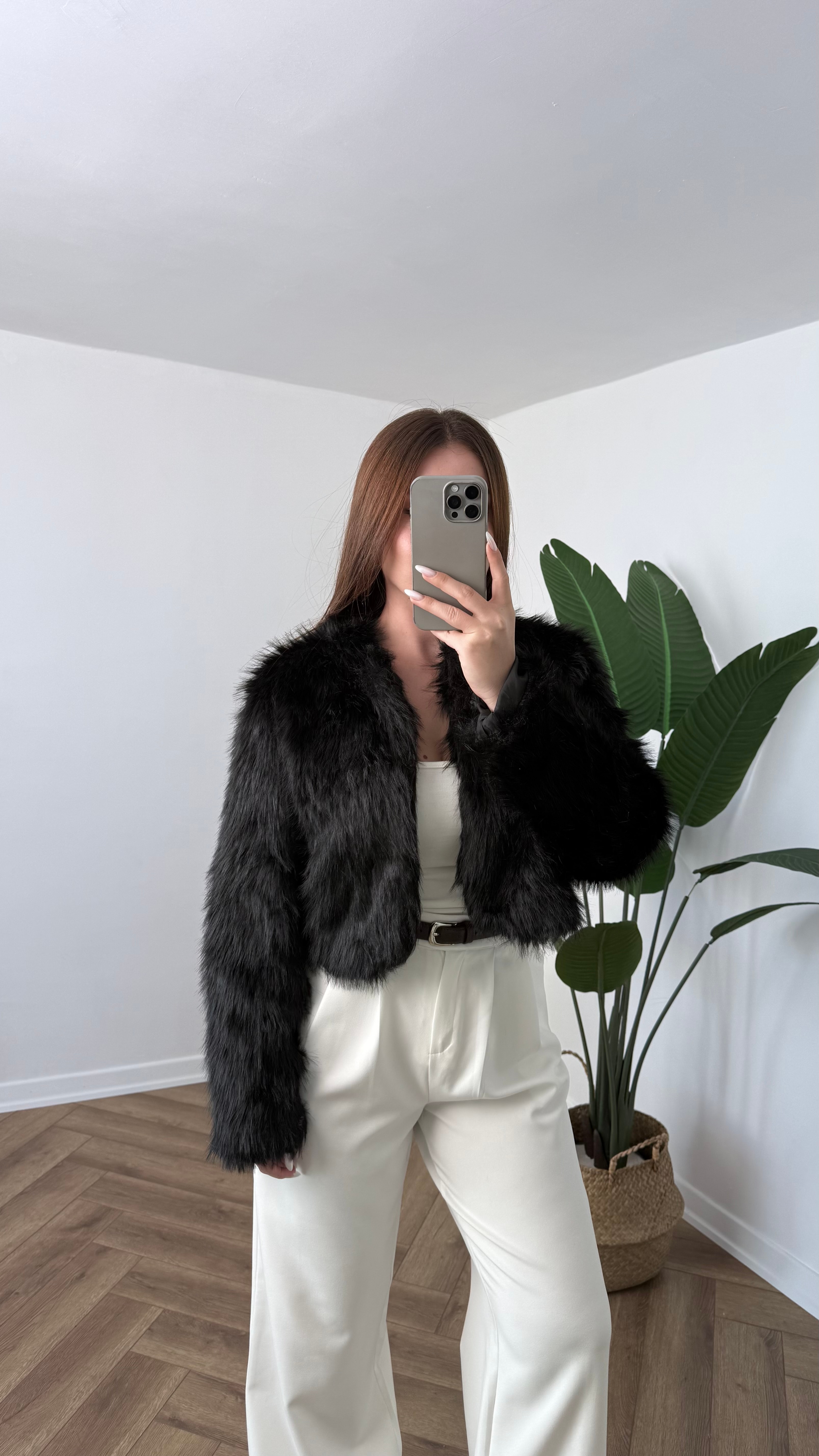 Yeni Sezon Premium Crop Kürk - Siyah