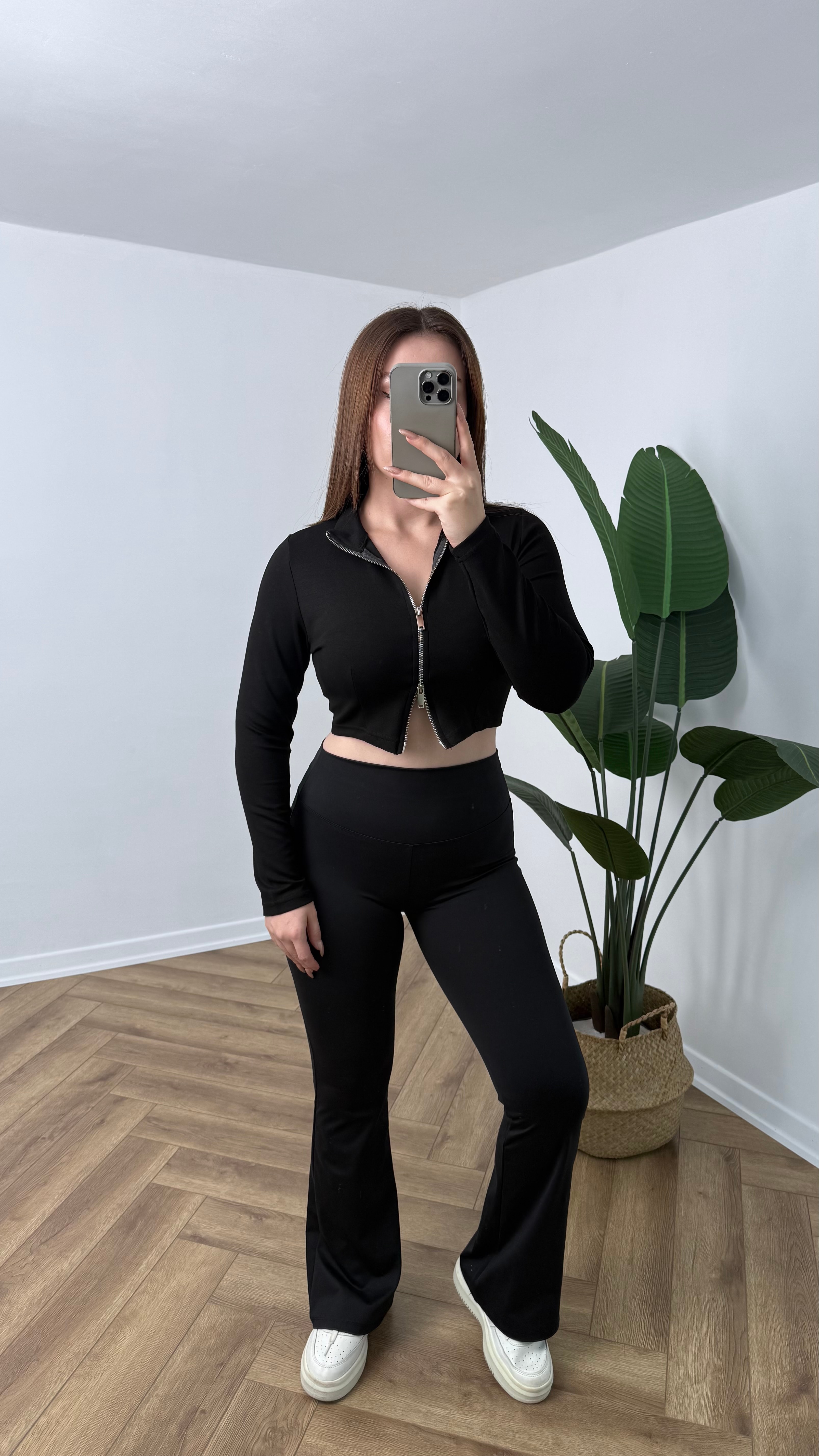 OYS Çift Fermuarlı Crop Modal Ceket