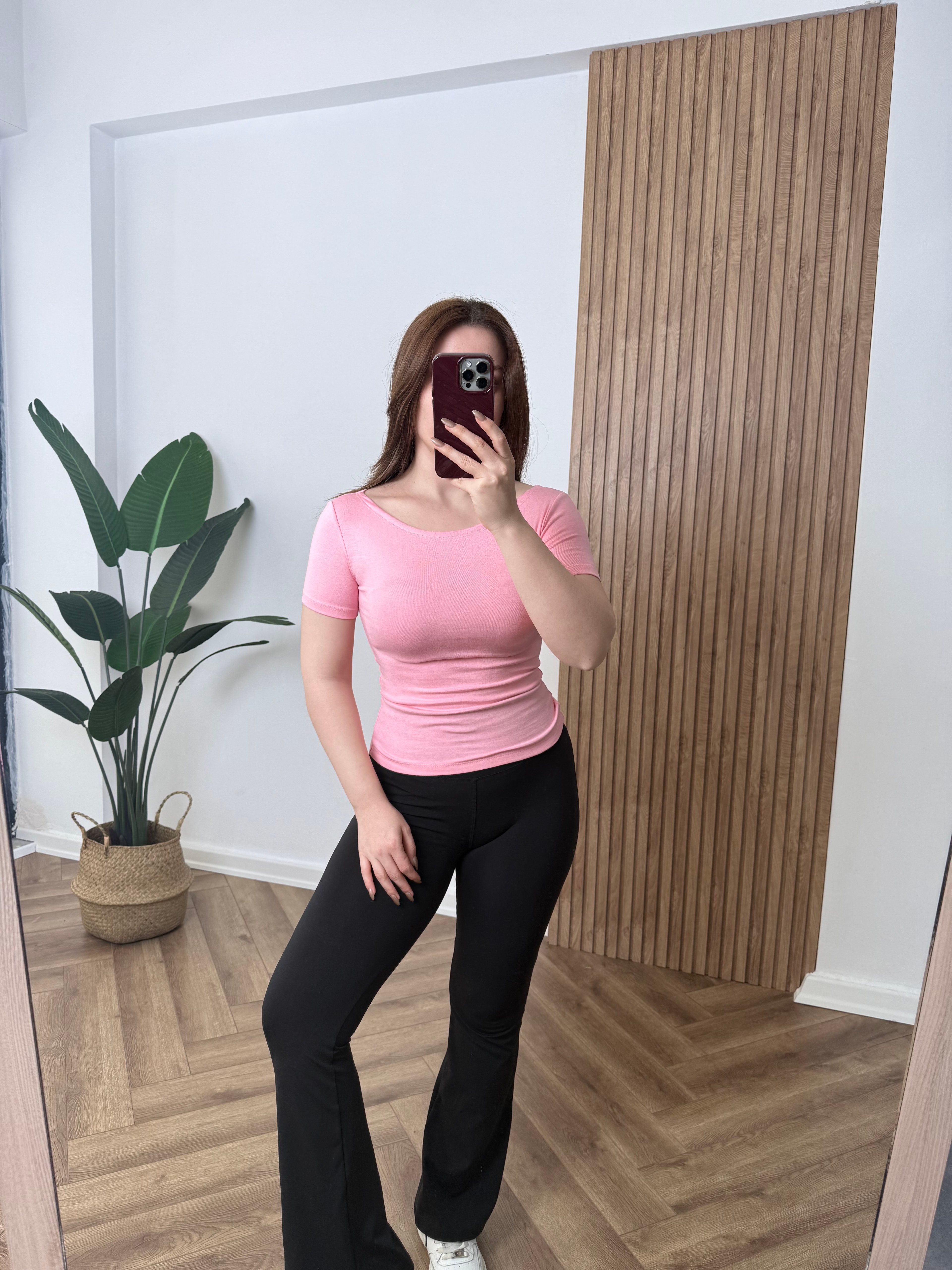 OYS Kayık Yaka Tam Bel Kısa Kollu Body