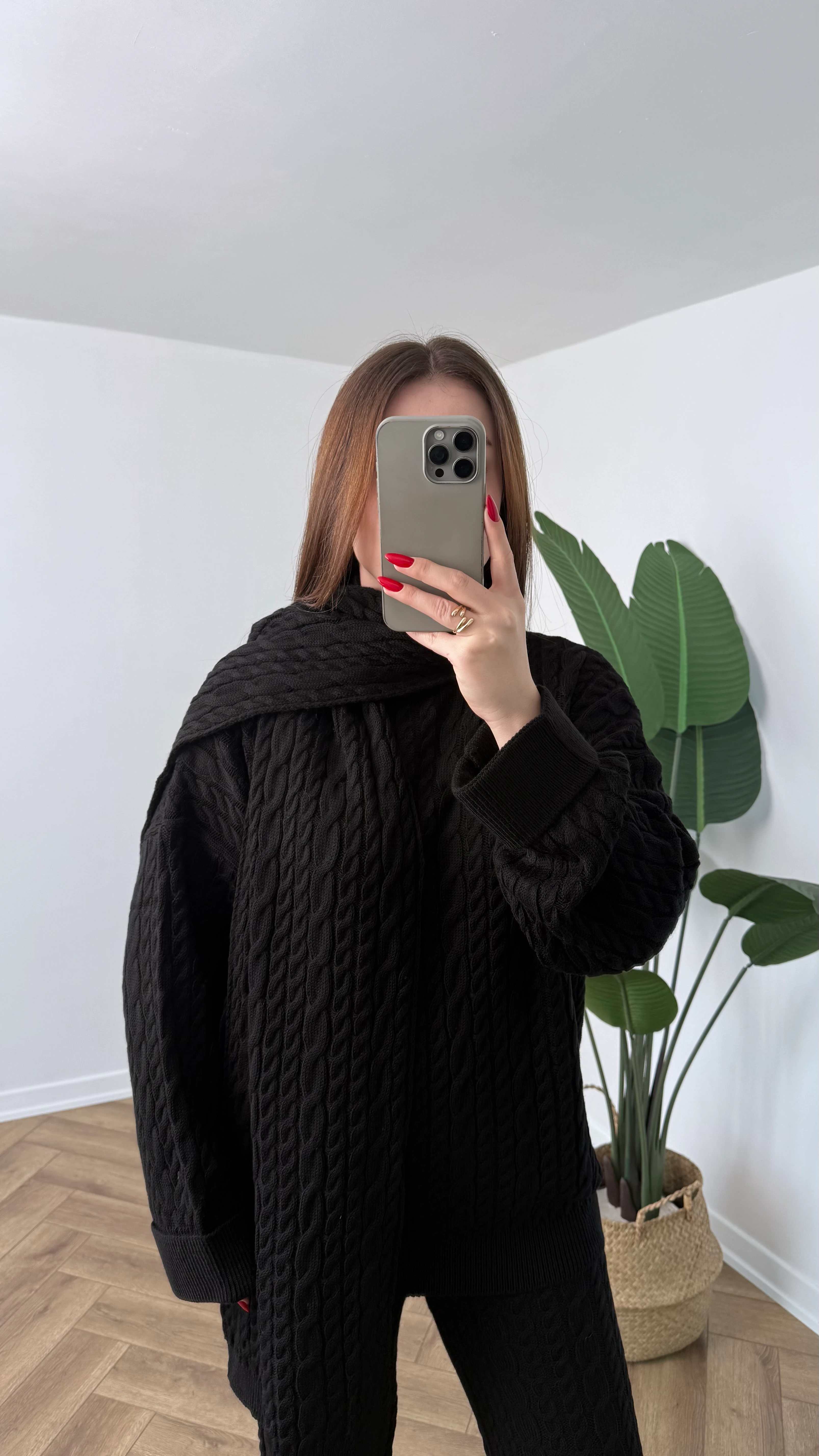 Yeni Sezon Saç Örgü Atkılı Triko Takım