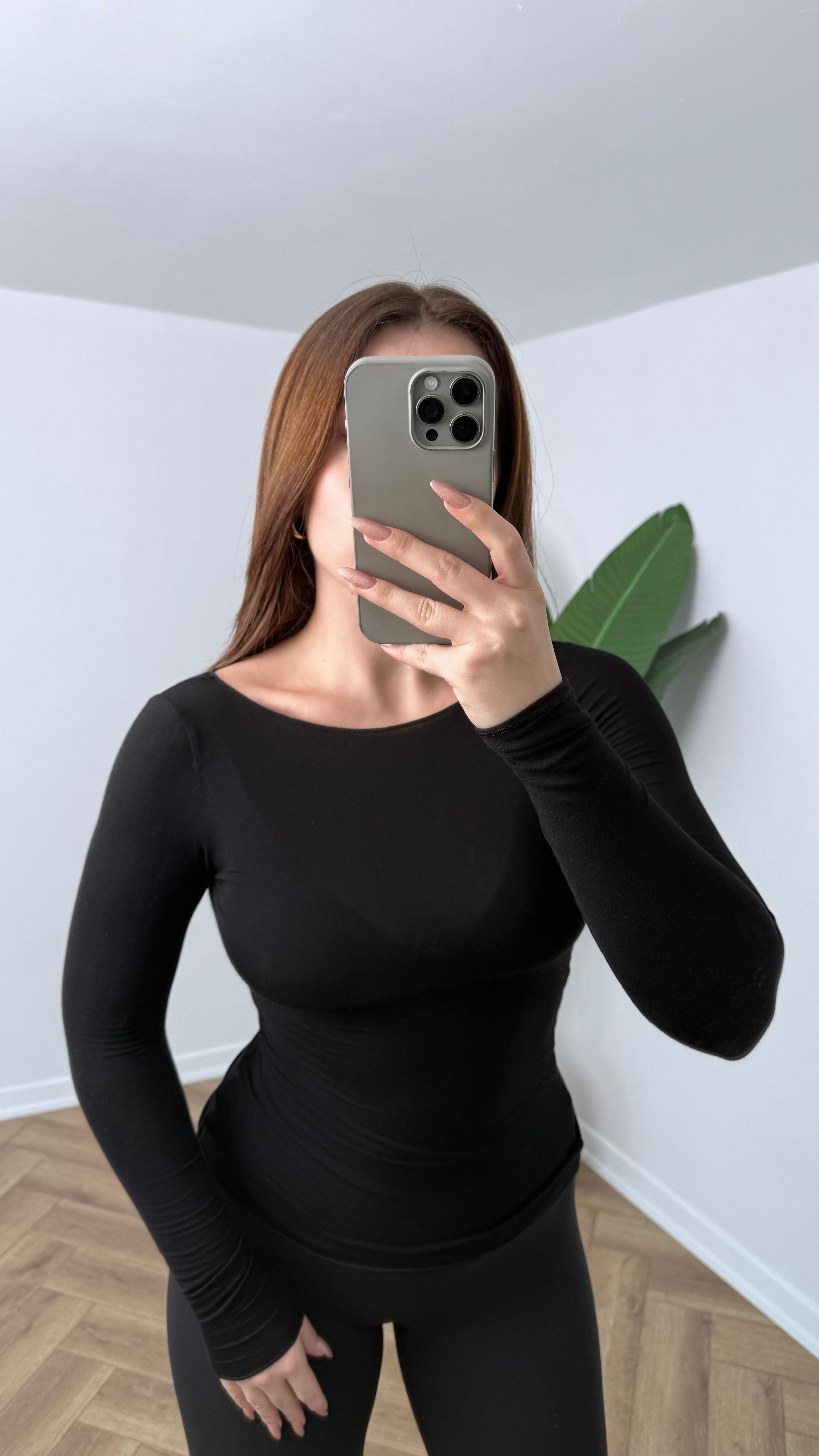 Yeni Sezon Premium Transparan Kayık Yaka Tam Bel Boy Body - Siyah