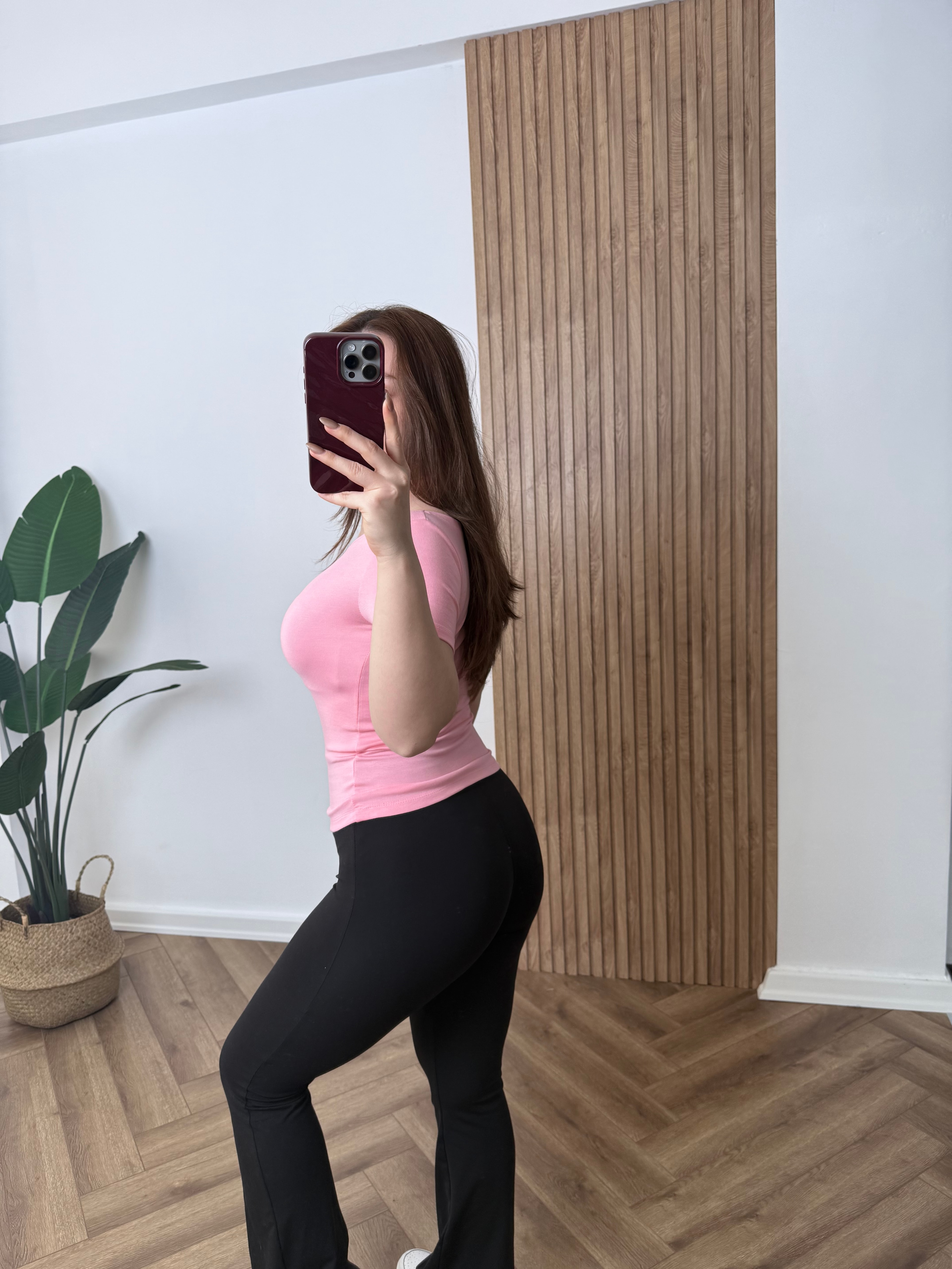 OYS Kayık Yaka Tam Bel Kısa Kollu Body