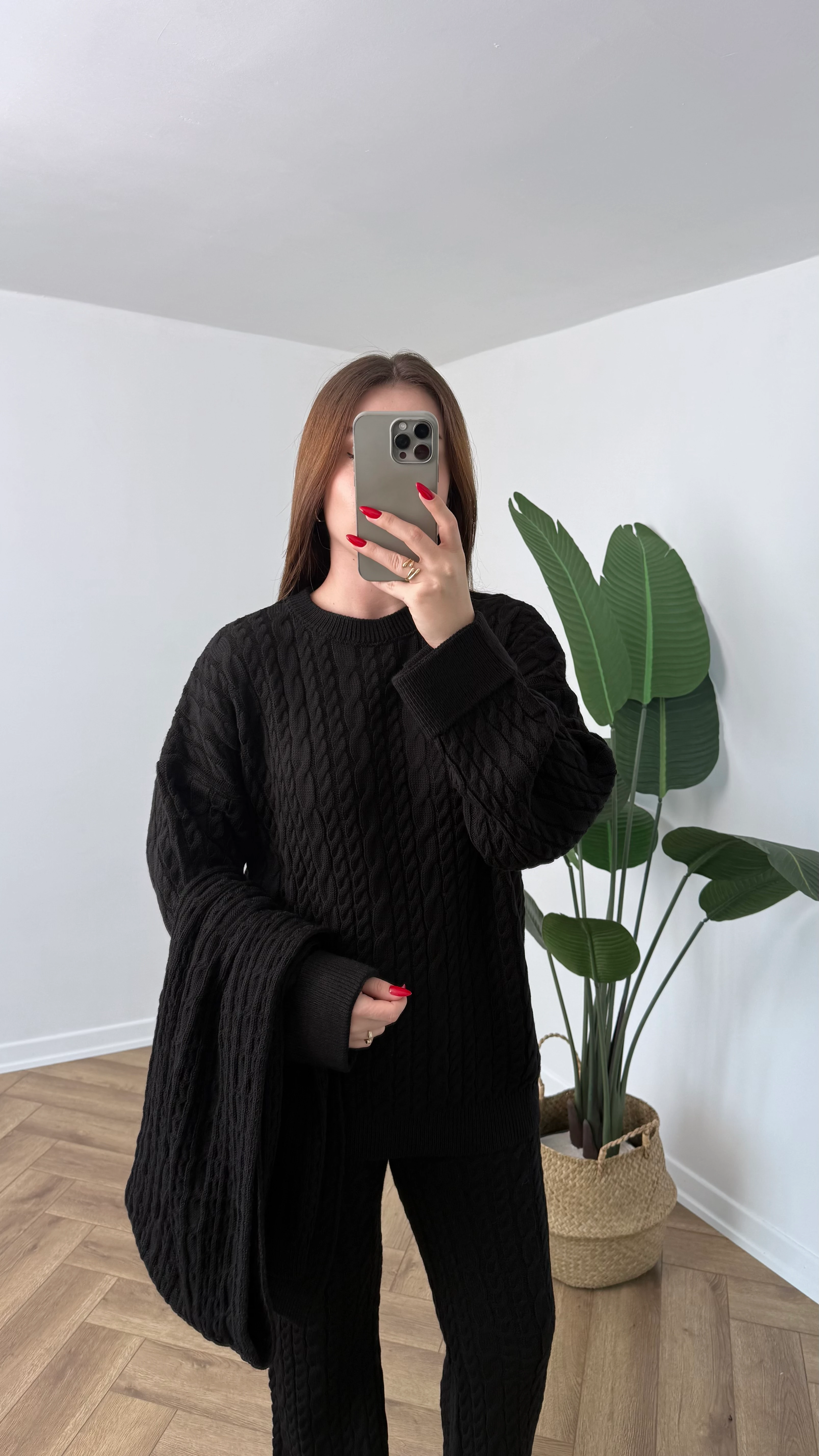 Yeni Sezon Saç Örgü Atkılı Triko Takım