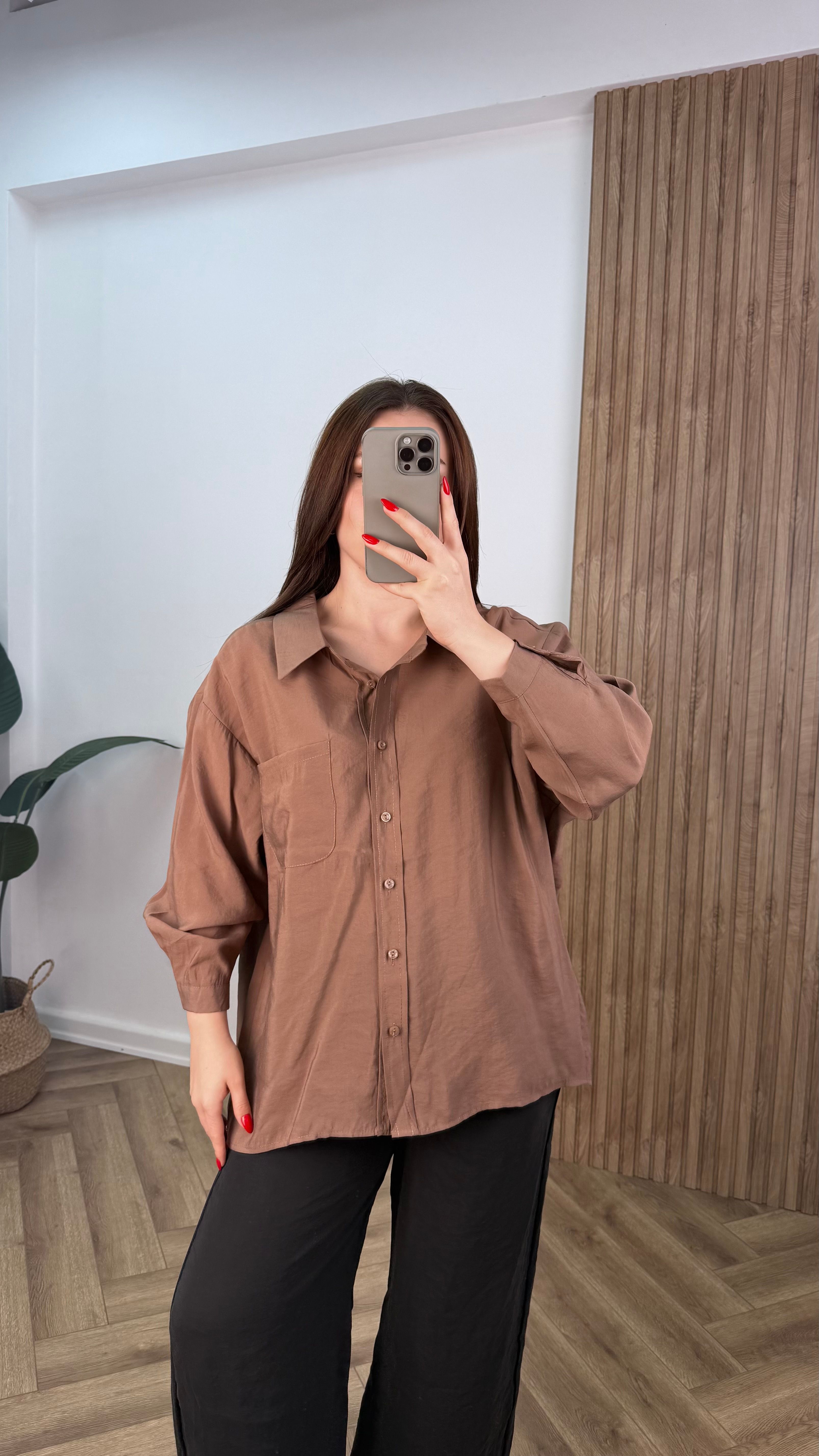 Yeni Sezon Tensel Uzun Kollu Oversize Gömlek