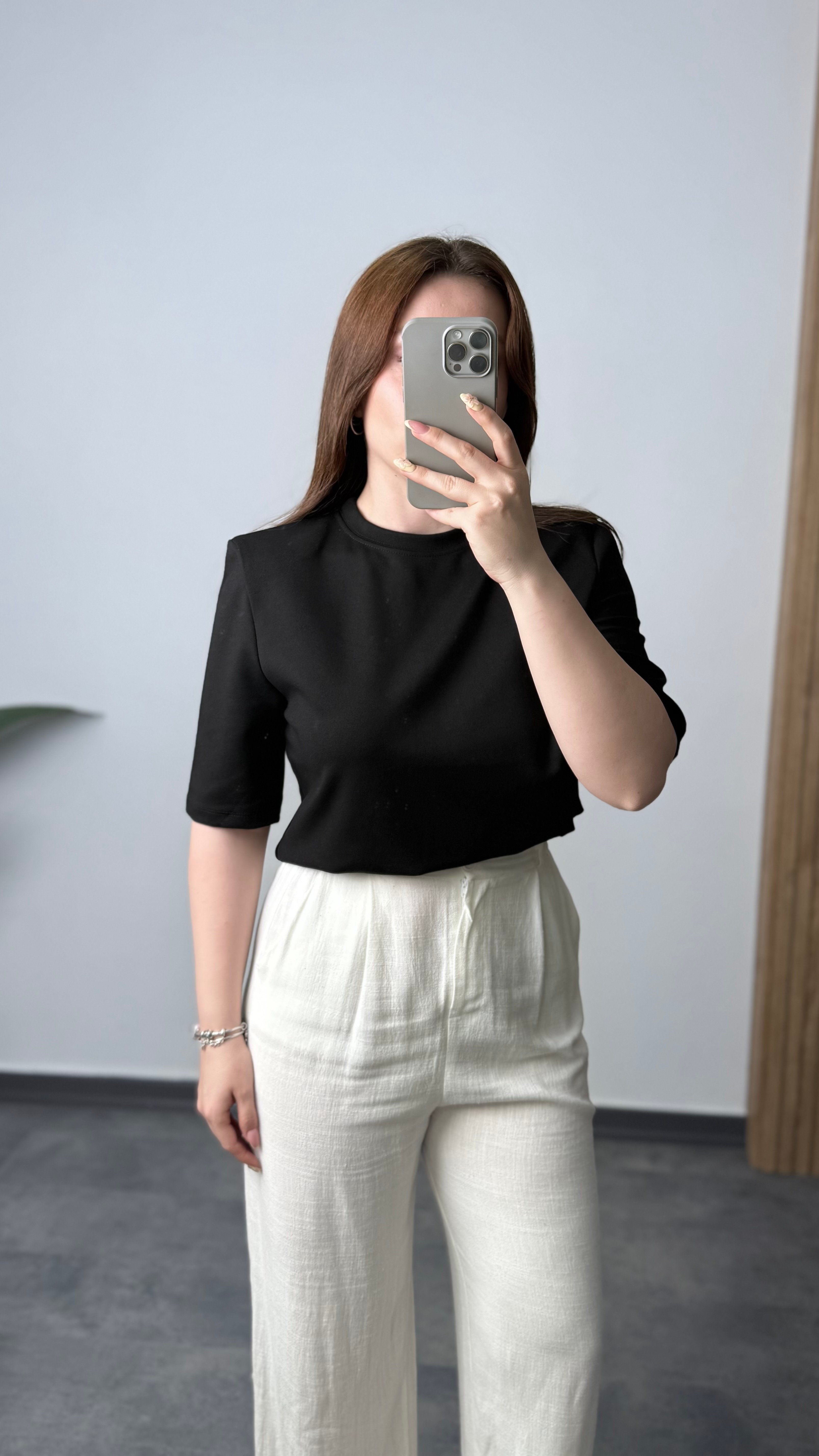 M.Dutti Vatkalı T-shirt - Siyah