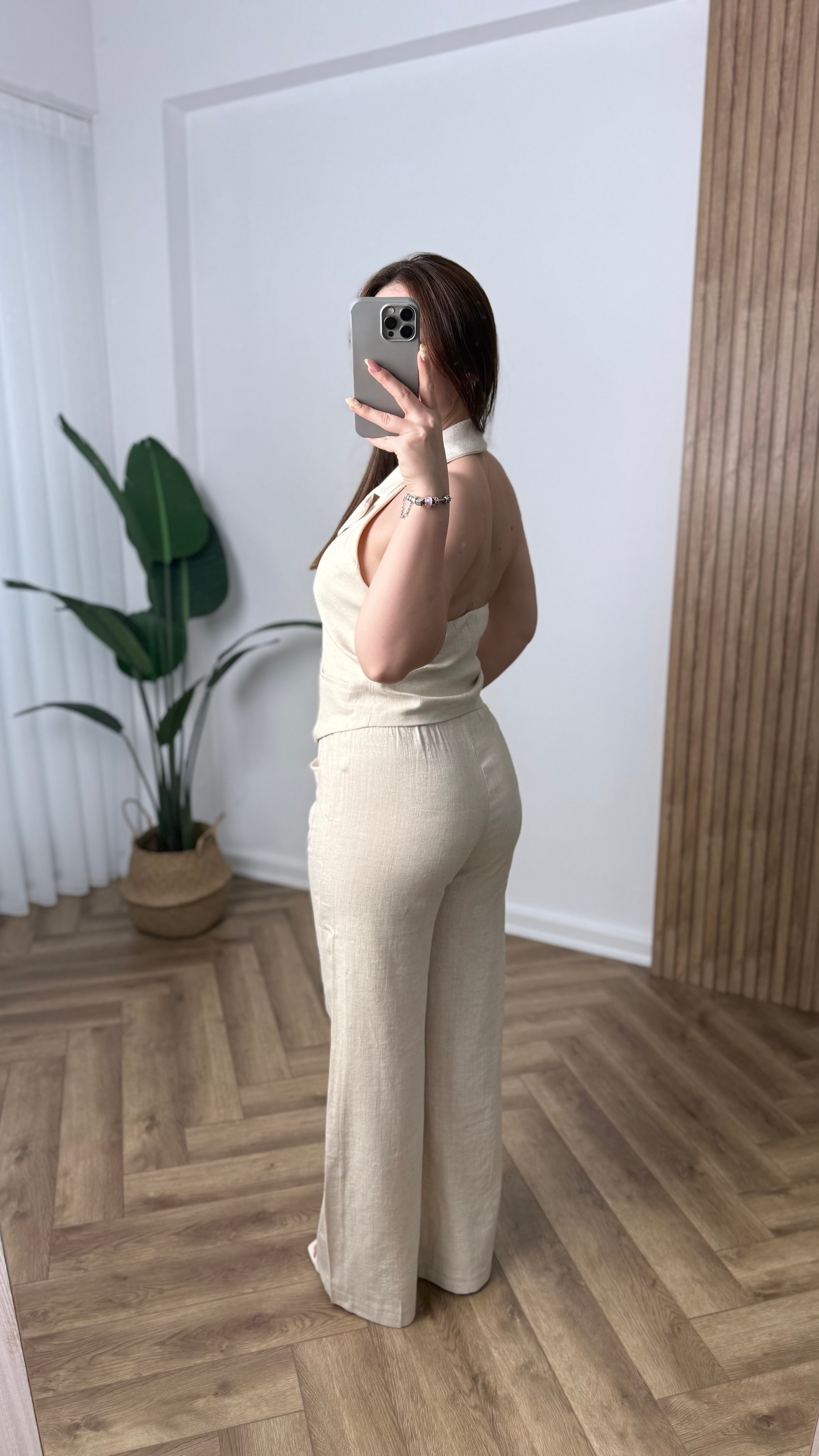 Yeni Sezon Premium Keten Yelekli Takım