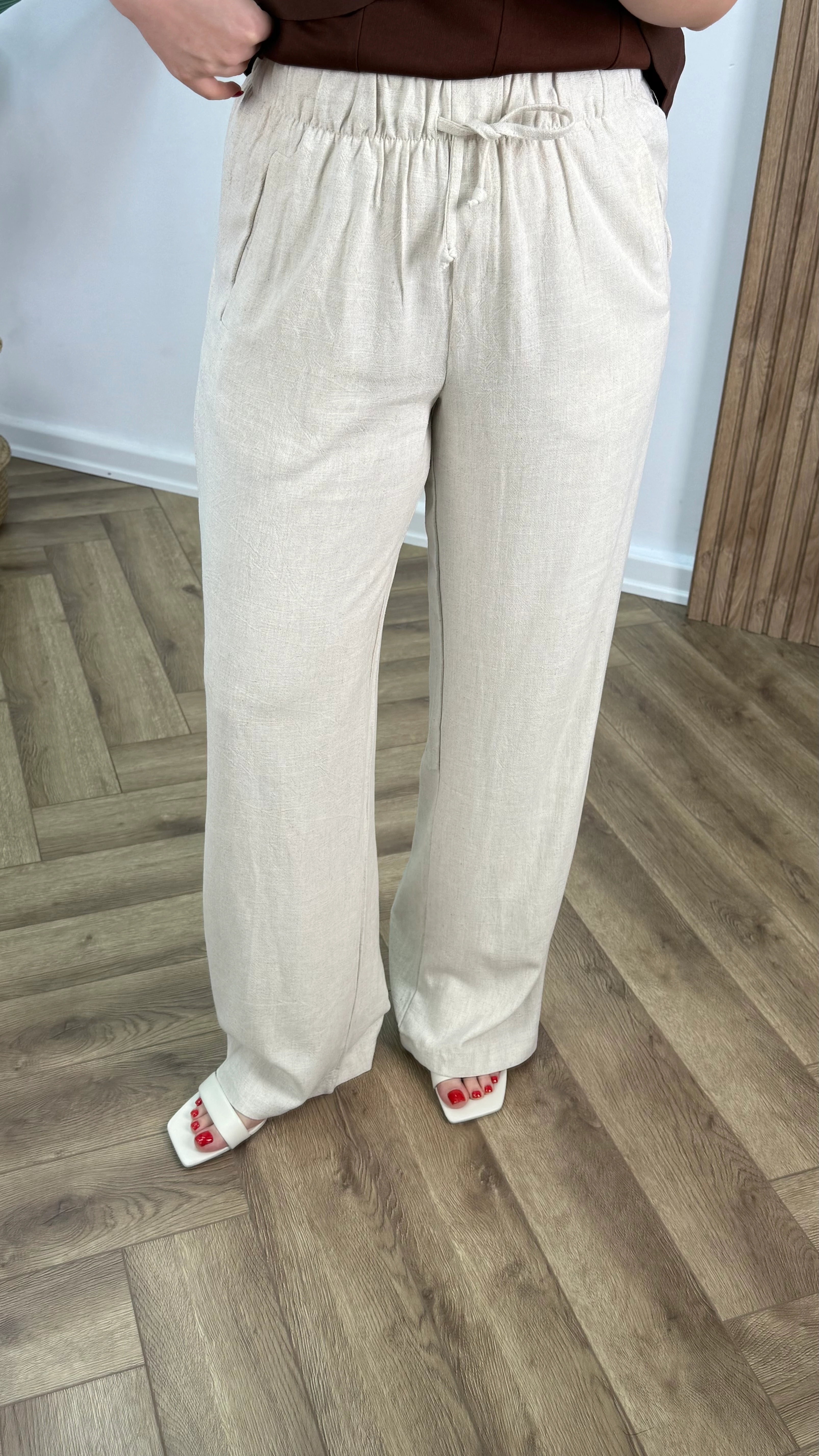 Yeni Sezon Bağlamalı Keten Pantolon