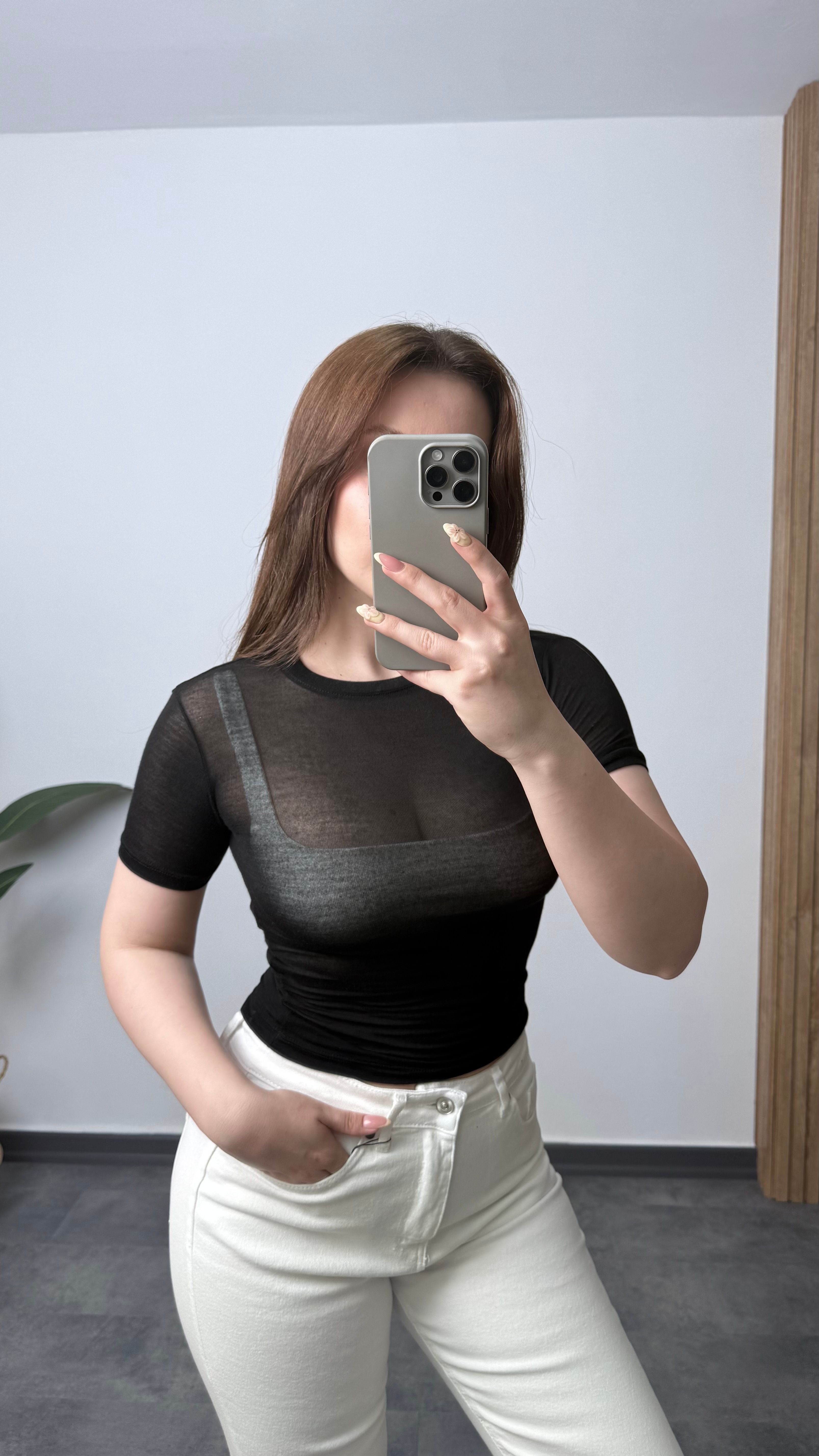 OYS Kısa Kollu Yuvarlak Yaka Transparan Body - Siyah