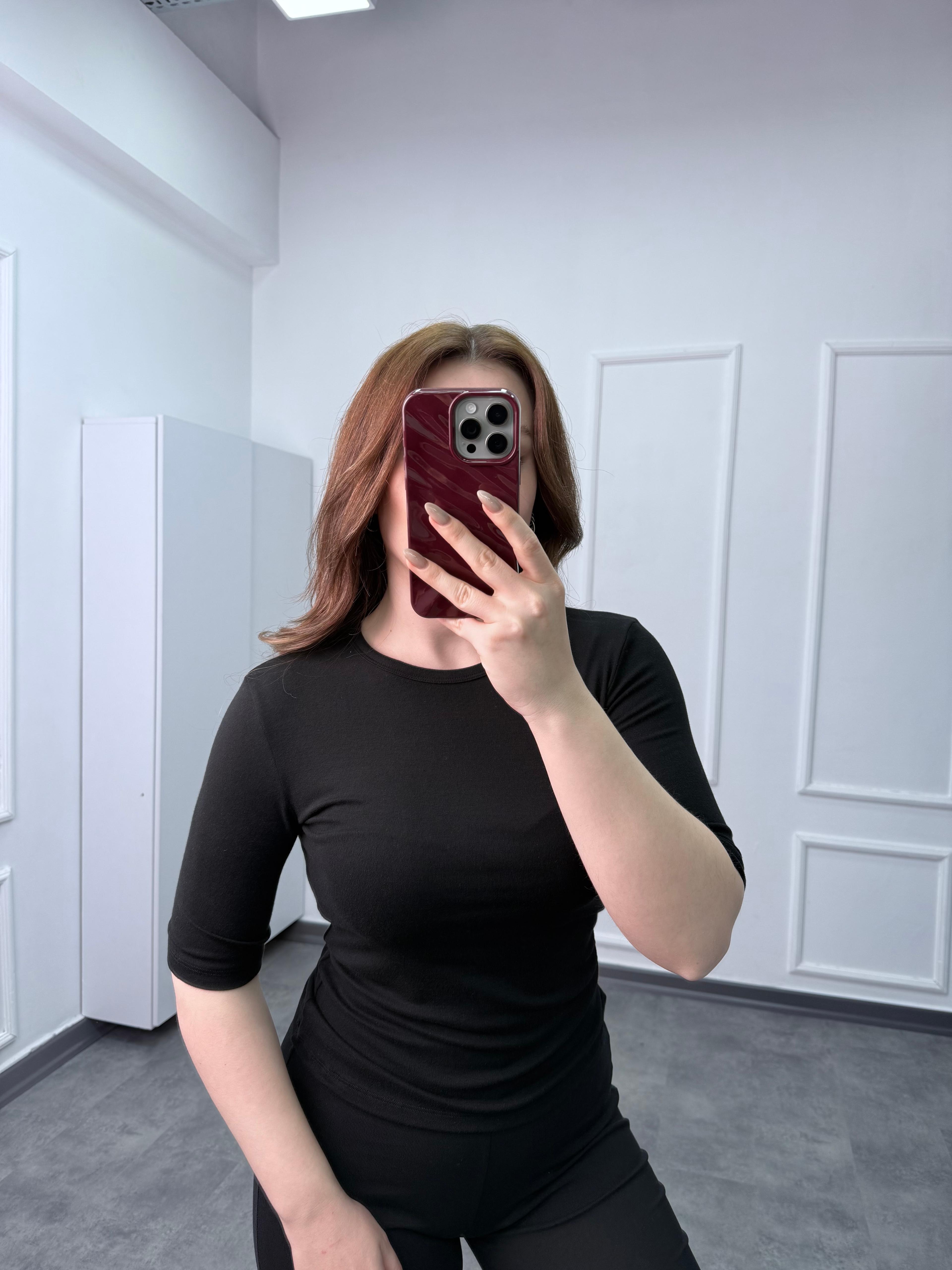 Yuvarlak Yaka Yarım Kol Penye Basic T-shirt
