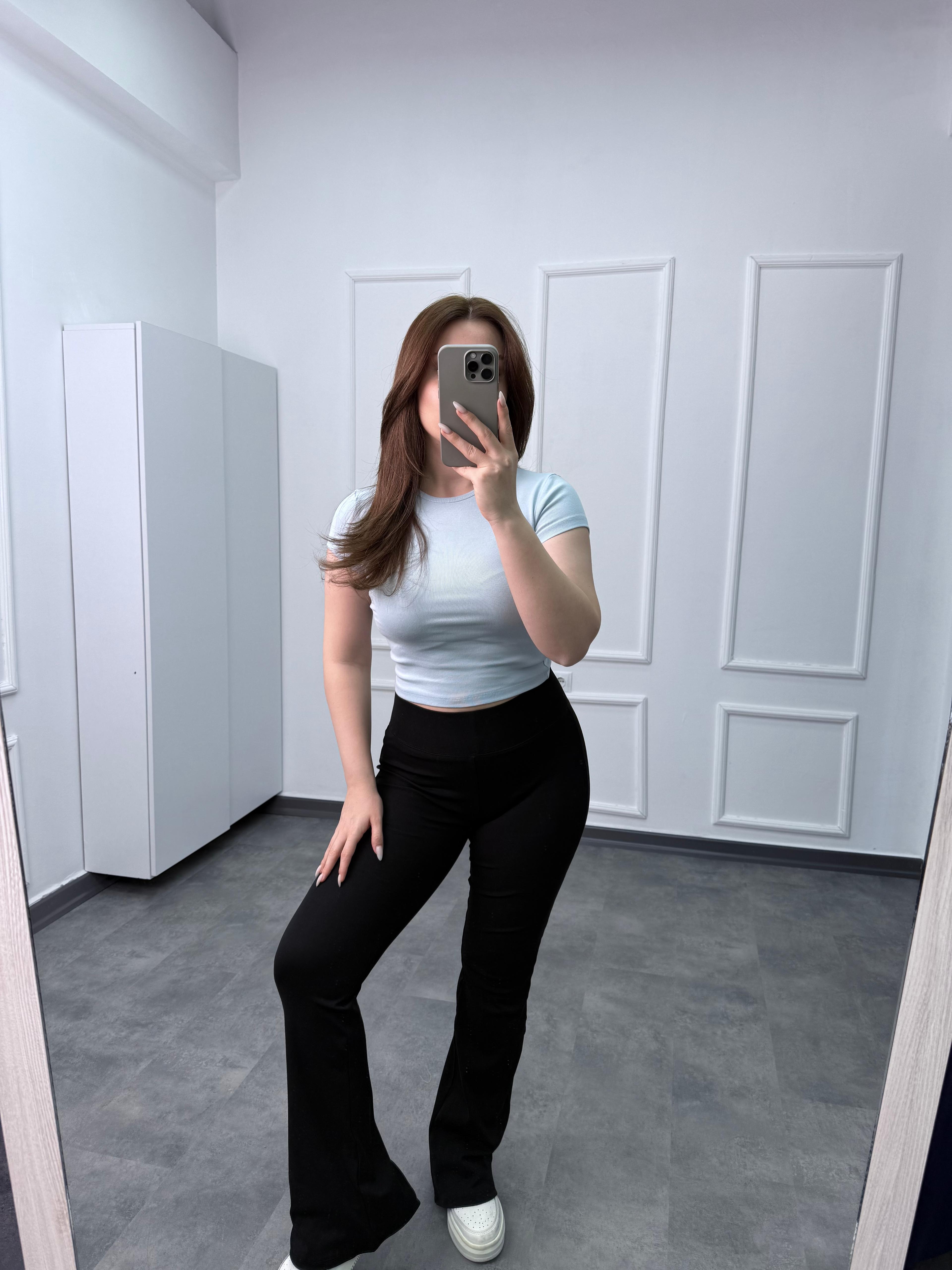 Yuvarlak Yaka Crop Basic T-shirt