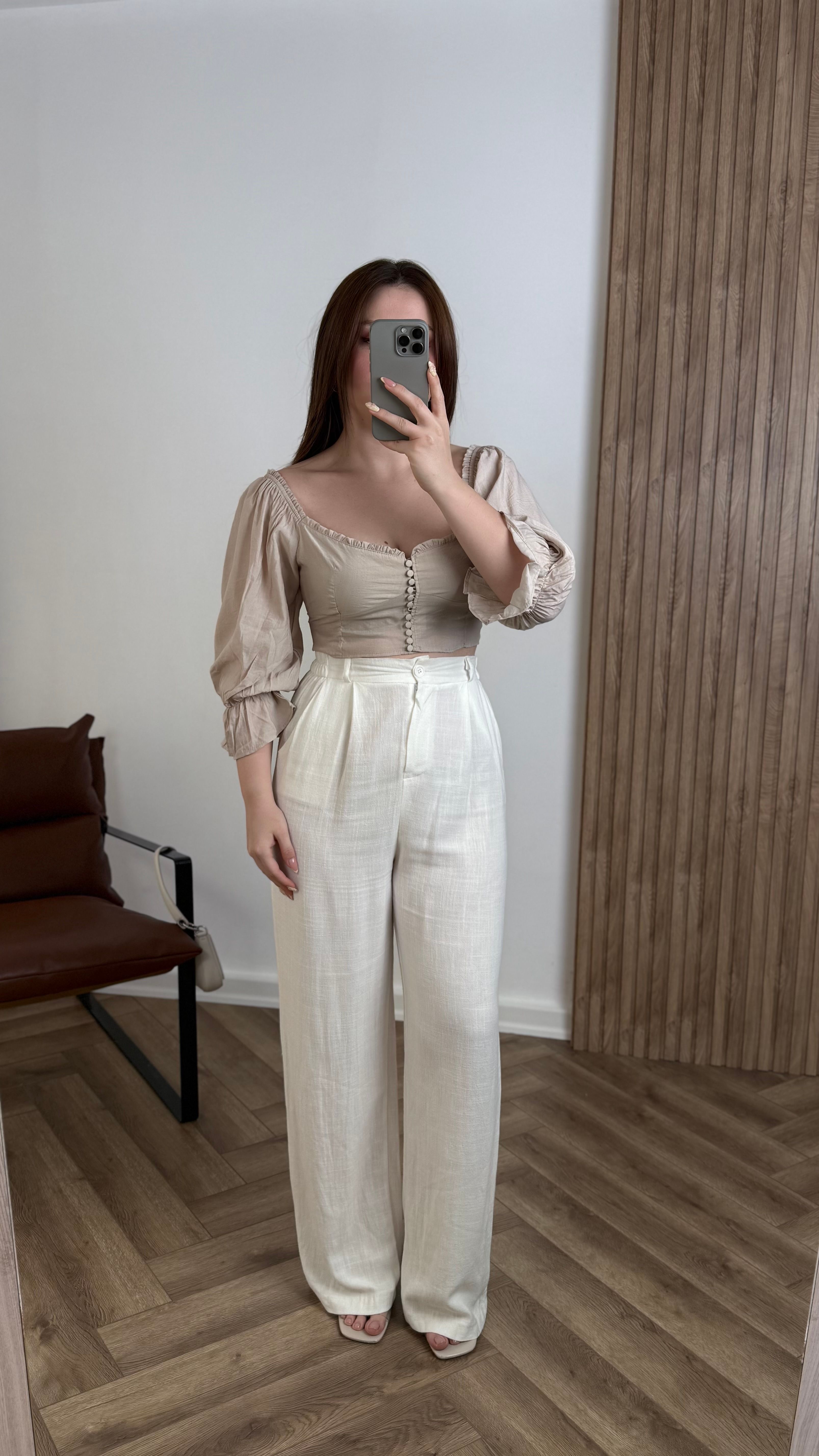 Yeni Sezon Düğme Detay Crop Gömlek
