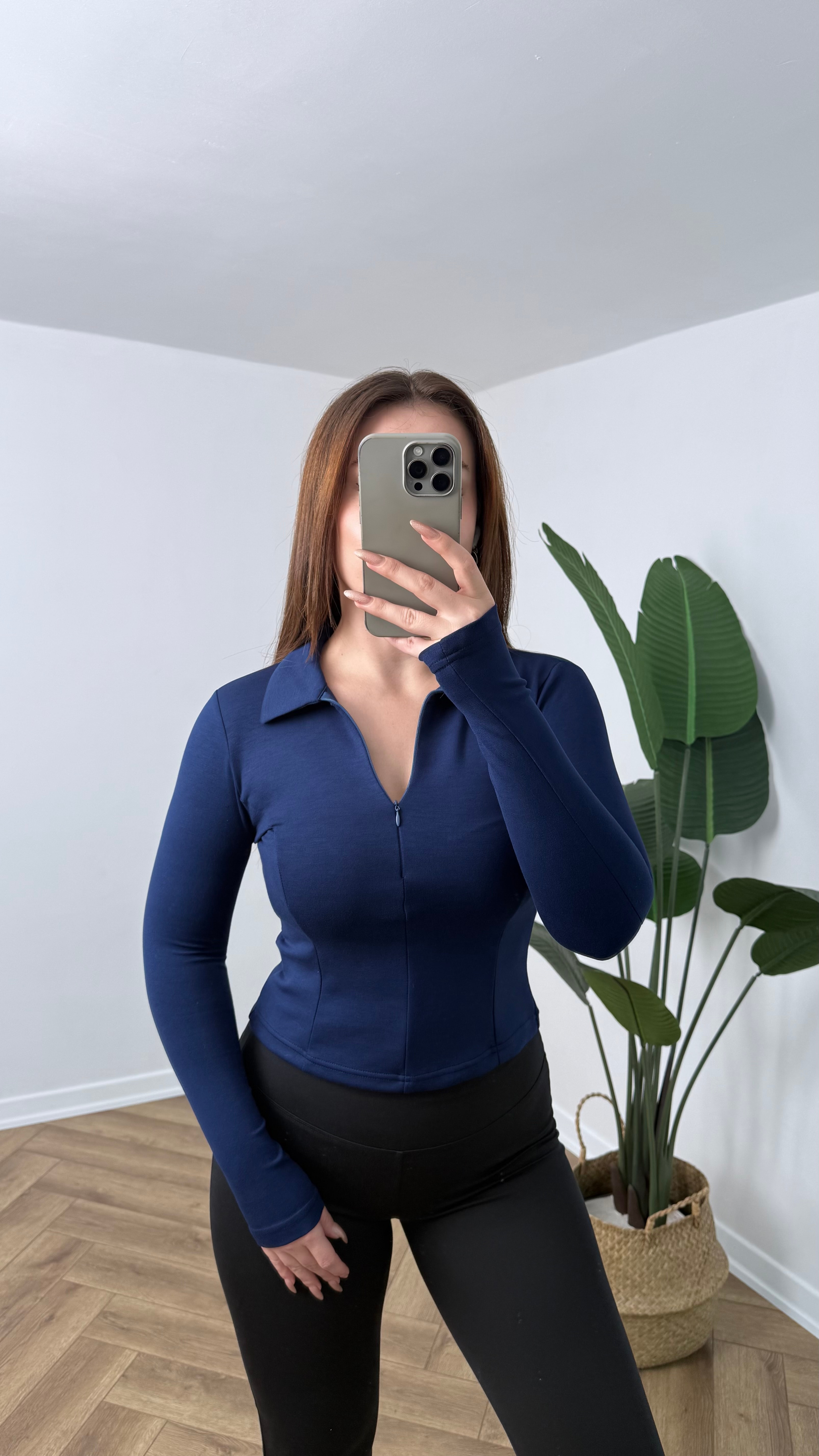 Yeni Sezon Polo Yaka Gizli Fermuarlı OYS Sweat - Lacivert