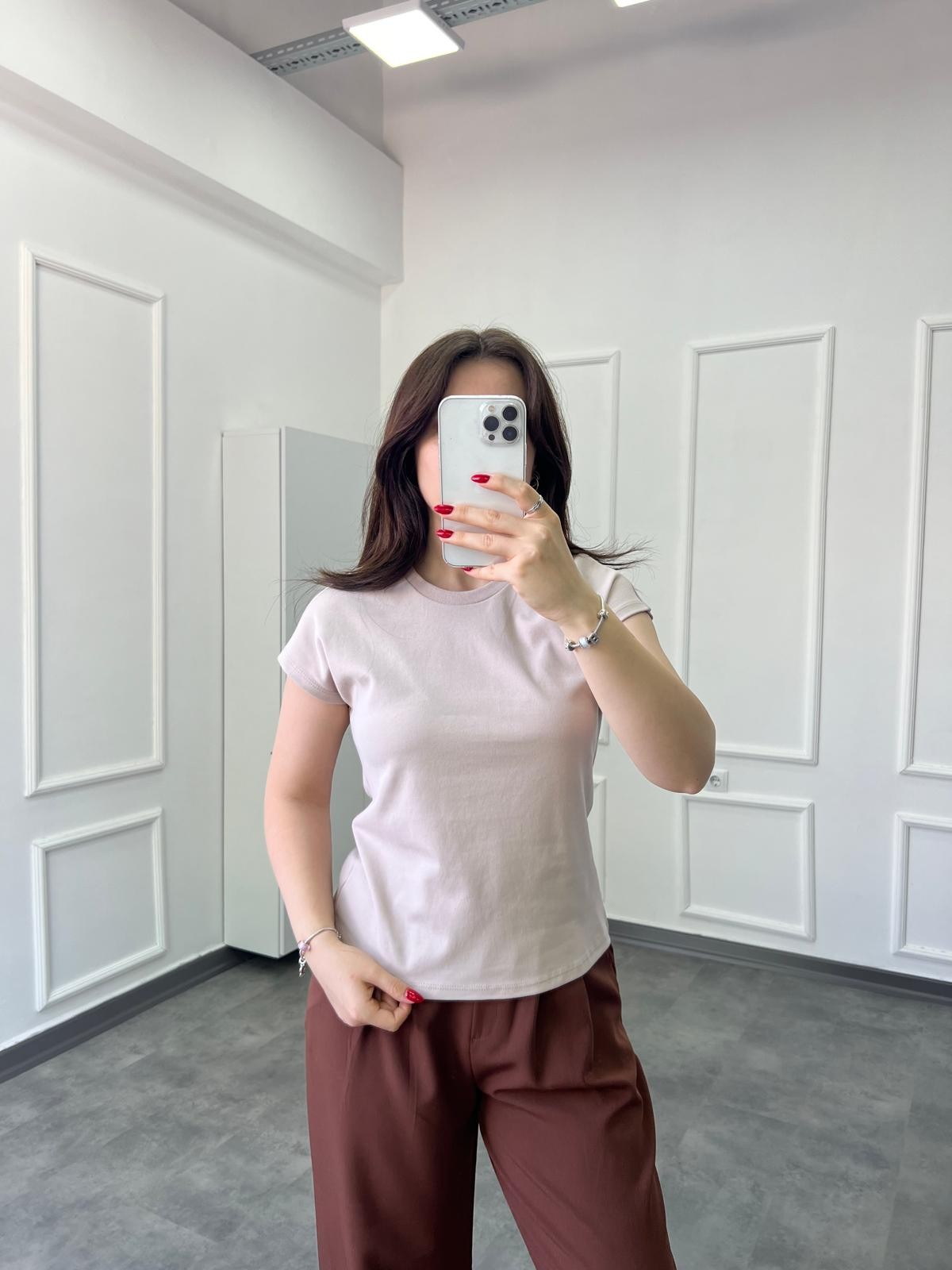 M.Dutti Kol Detaylı Krem T-shirt