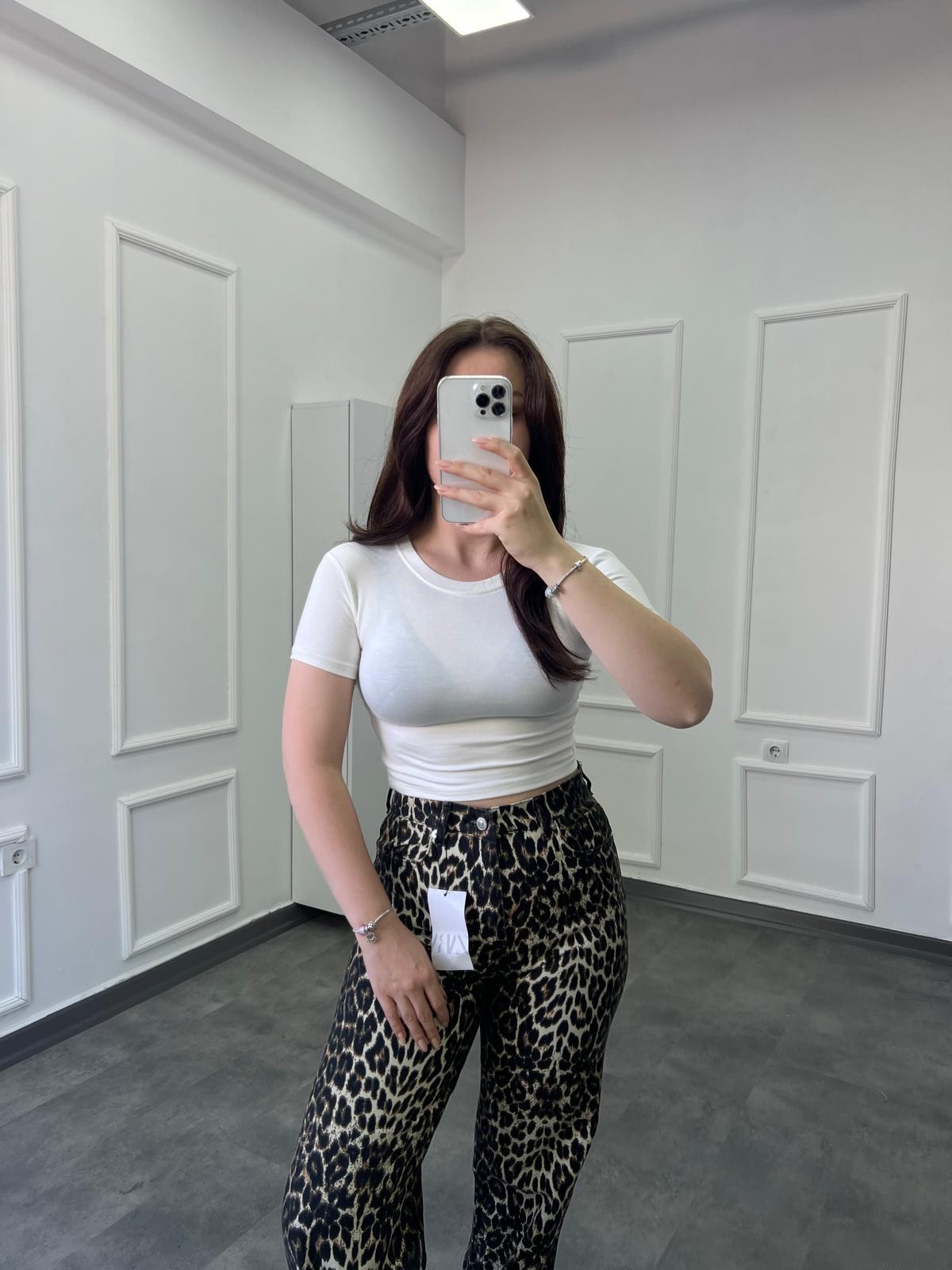 OYS Pamuk Penye Krem Kısa Kollu Crop Body