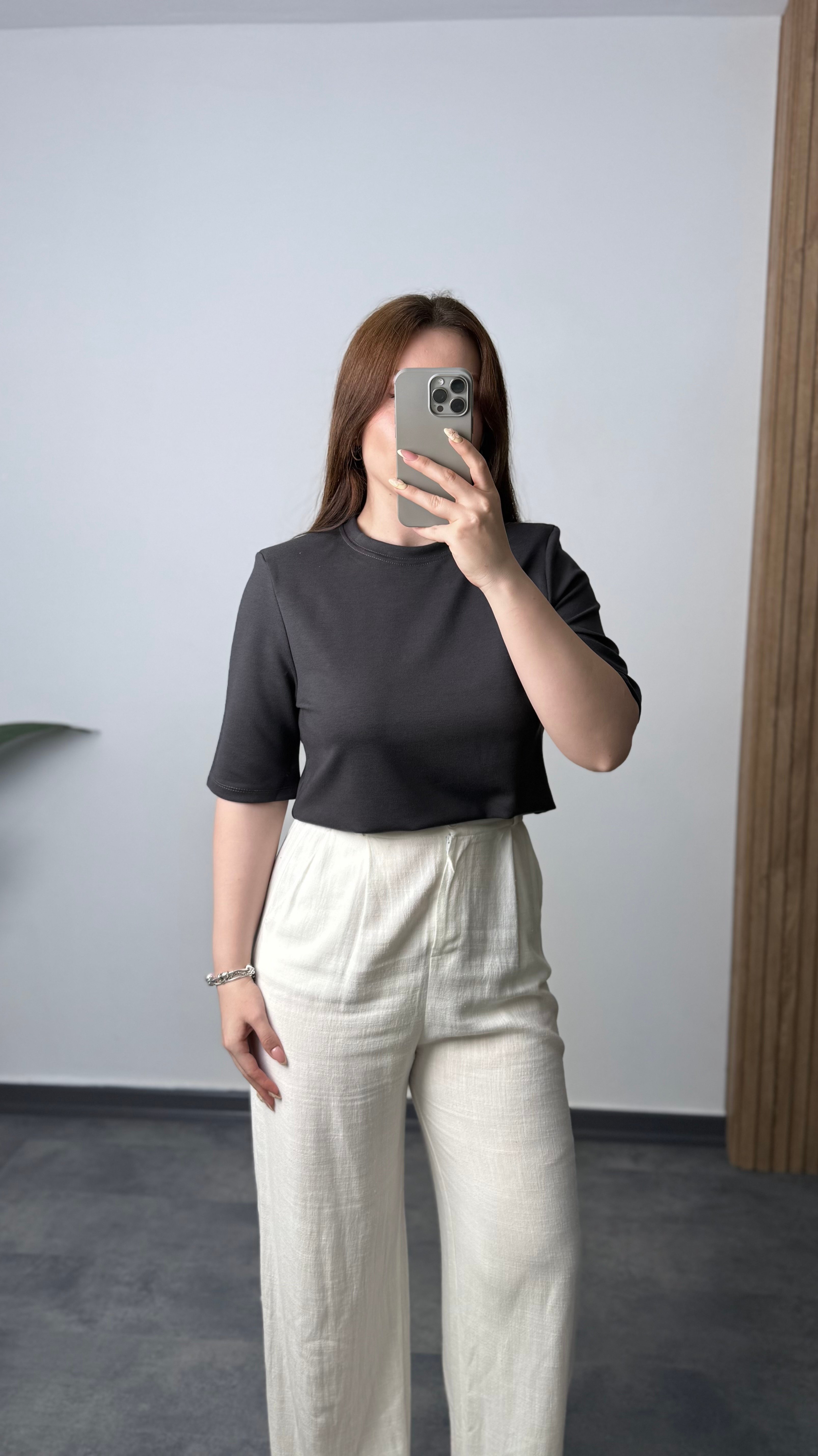 M.Dutti Vatkalı T-shirt - Antrasit