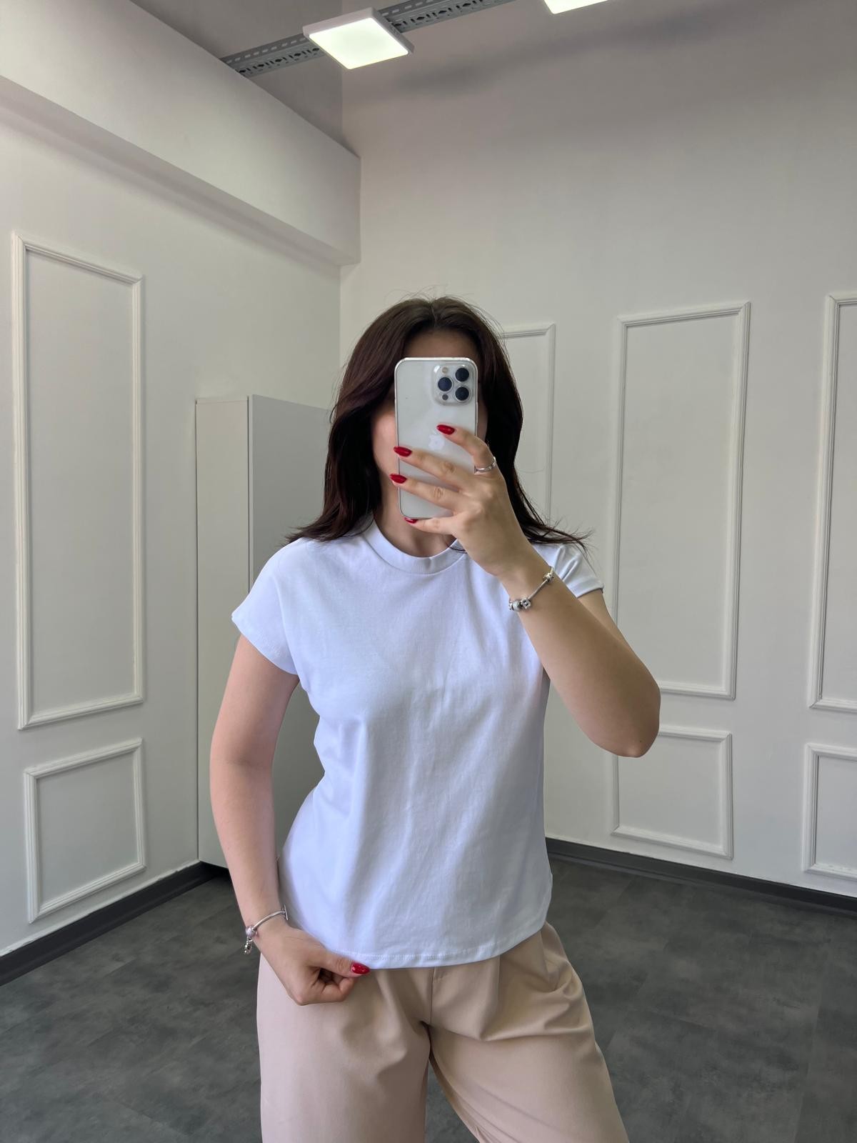 M.Dutti Kol Detaylı Beyaz T-shirt