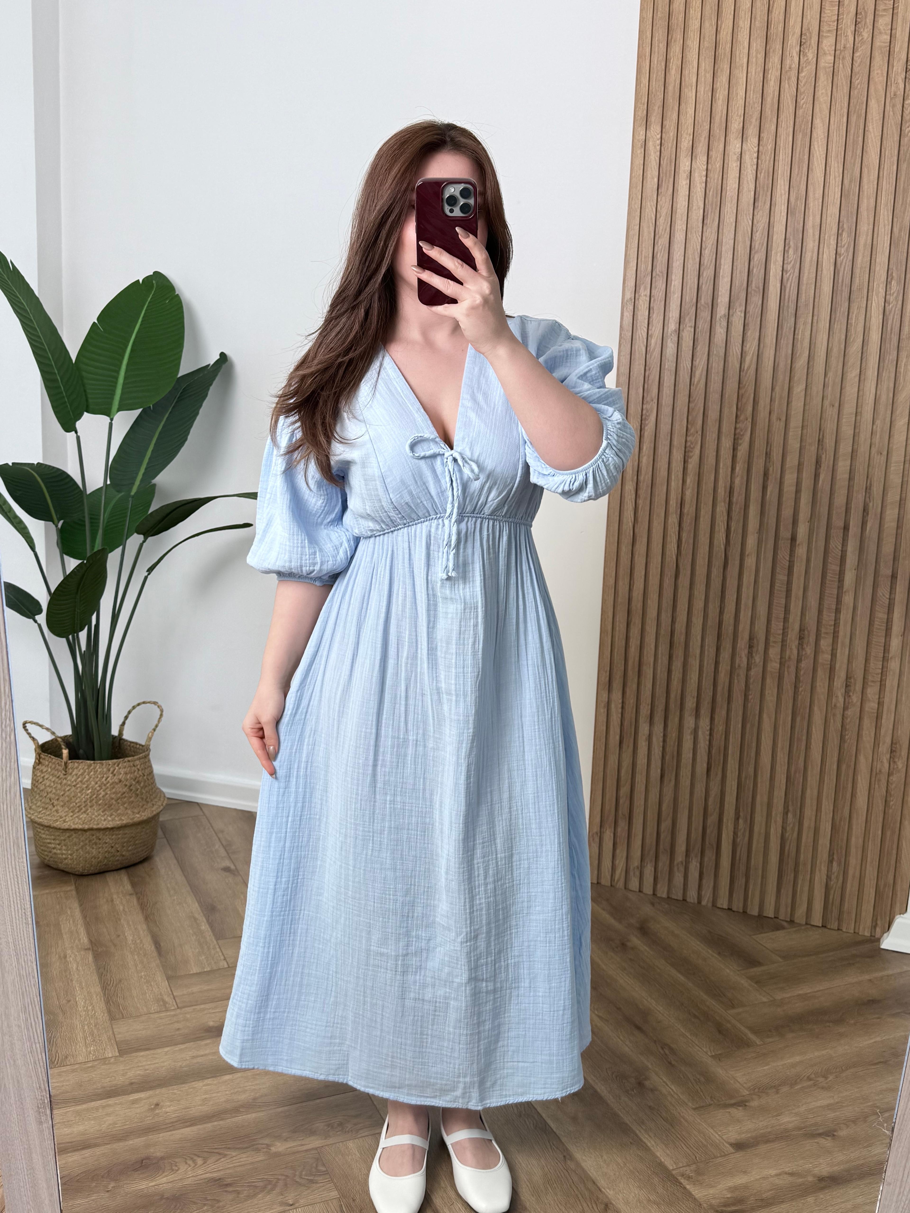 Yeni Sezon Müslin Bağlamalı Heidi Elbise