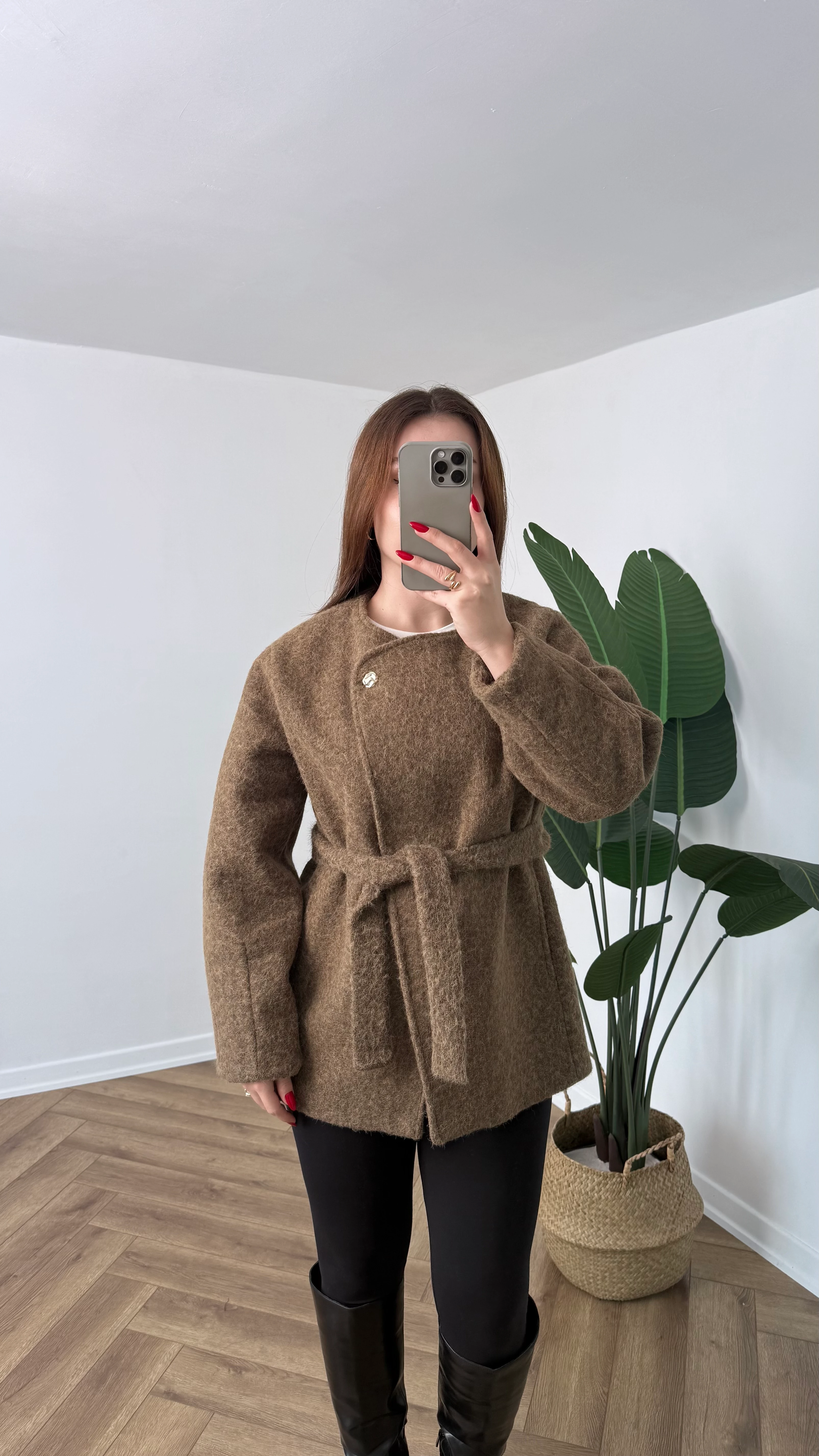 Yeni Sezon Premium Gold Düğmeli Bağlamalı Kaban - Haki