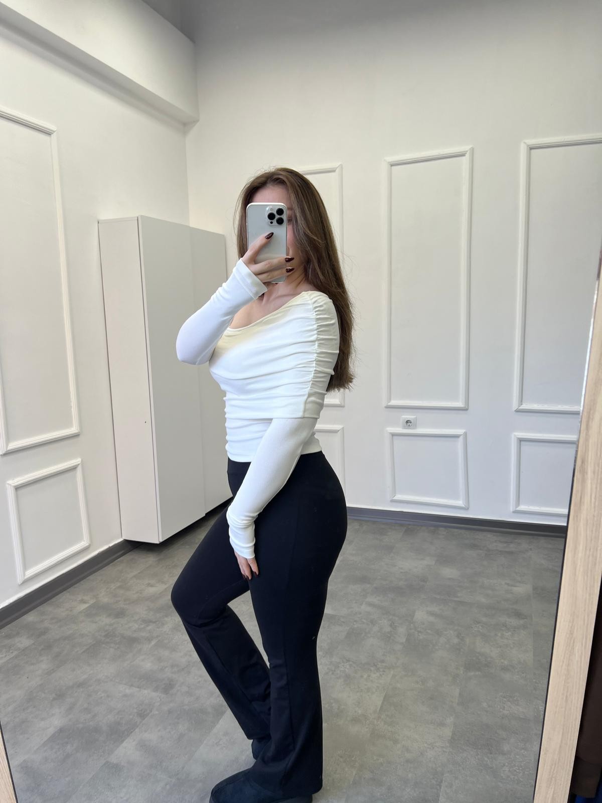 Kol Detaylı Premium Pamuk Penye Body - Ekru