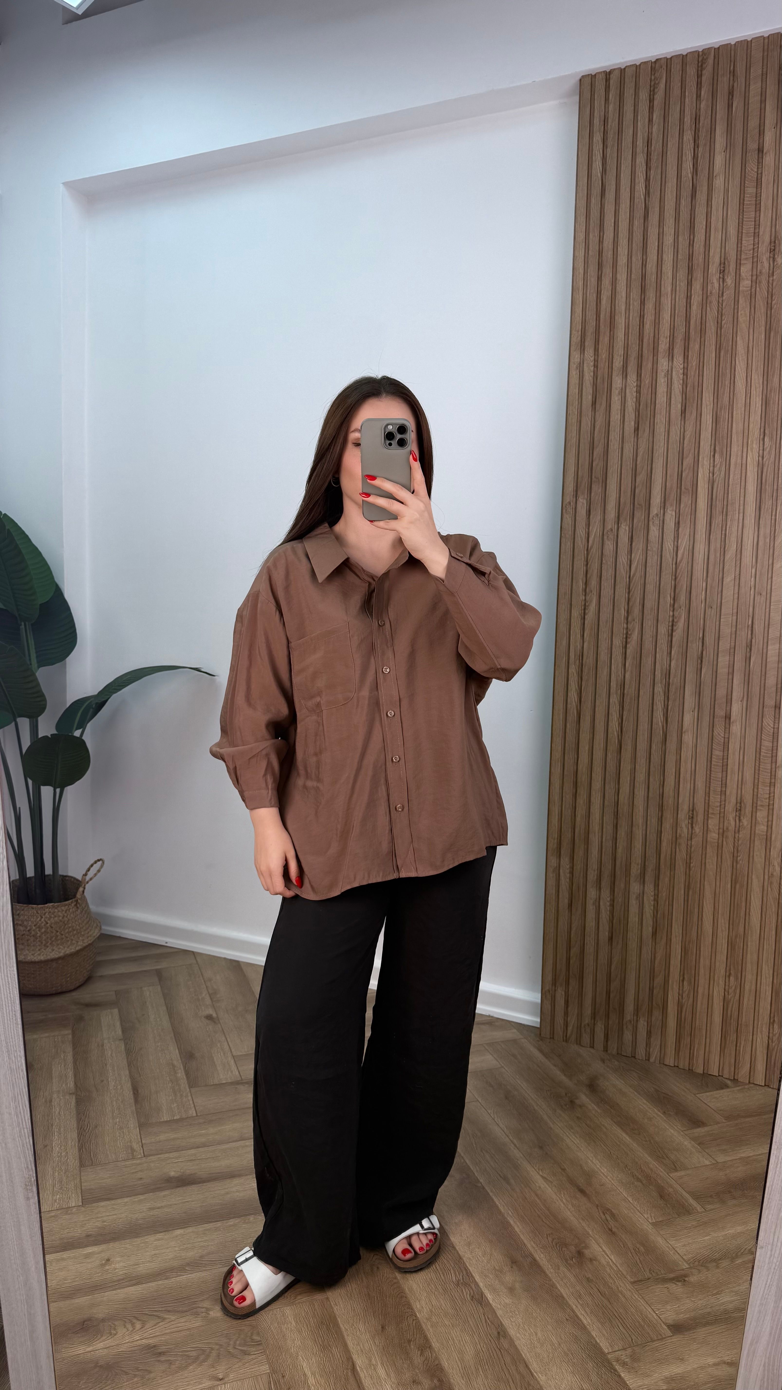 Yeni Sezon Tensel Uzun Kollu Oversize Gömlek