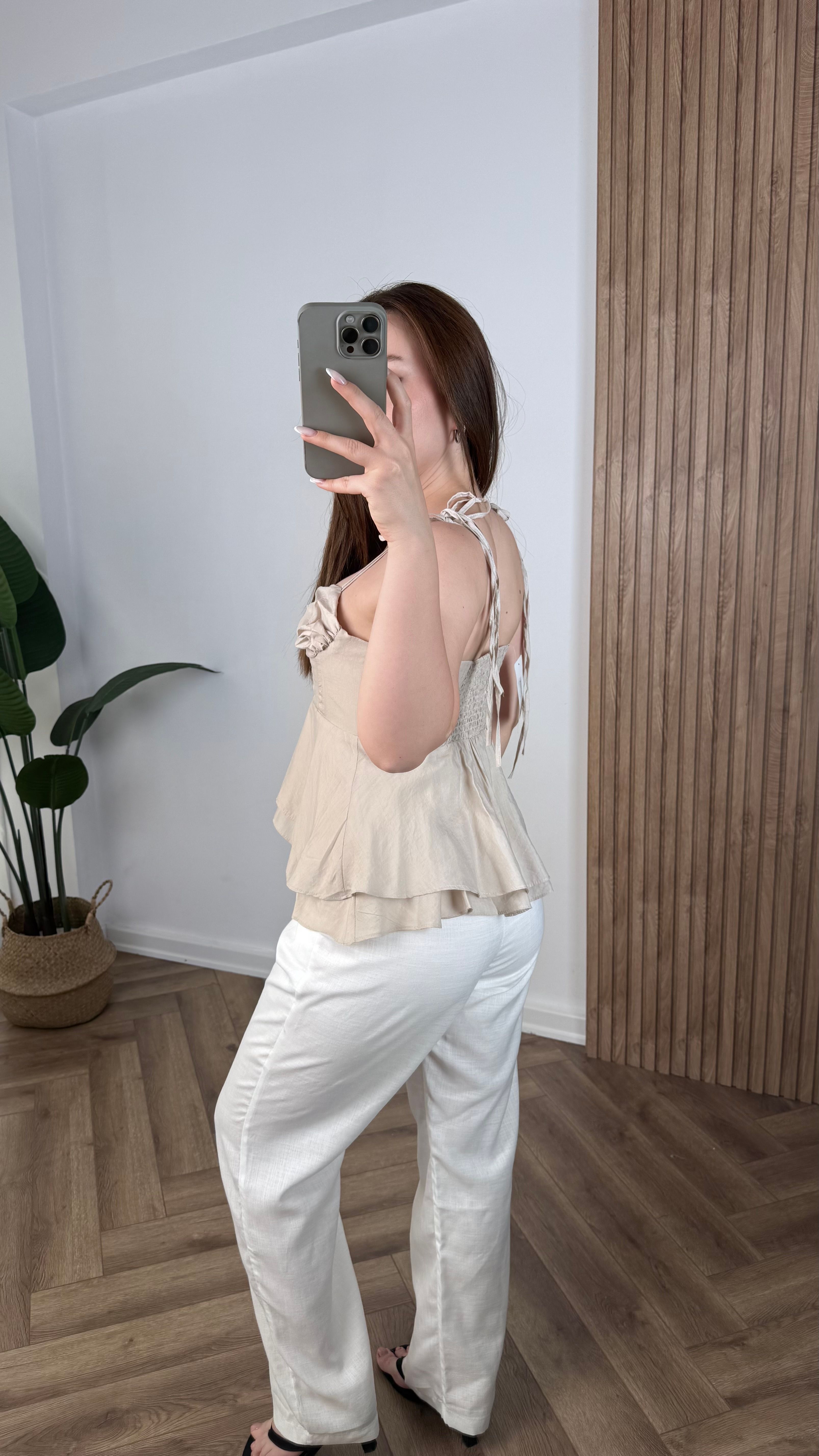 Yeni Sezon Askı Bağlamalı  Katmanlı Bluz