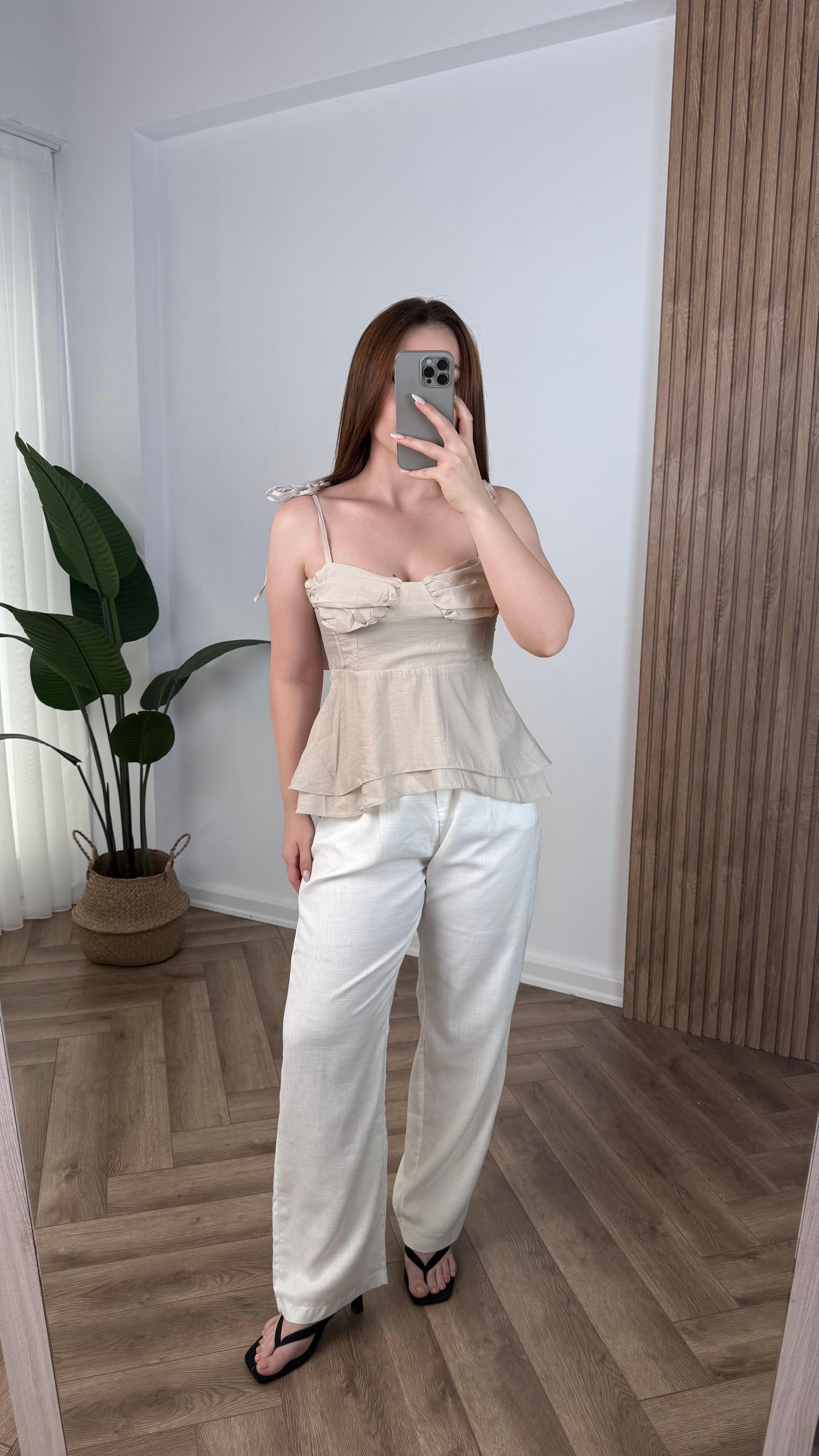 Yeni Sezon Askı Bağlamalı  Katmanlı Bluz