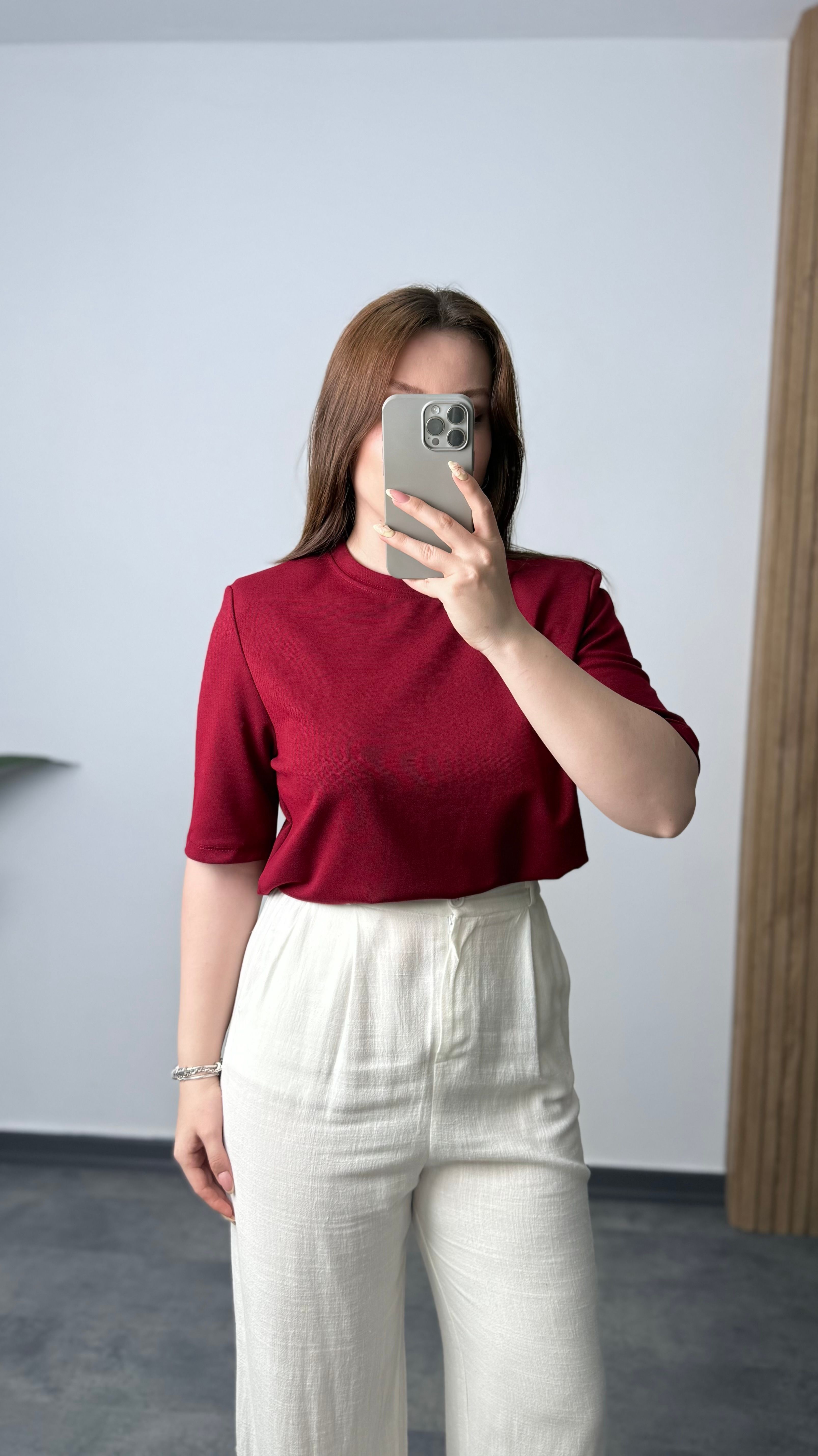 M.Dutti Vatkalı T-shirt - Bordo
