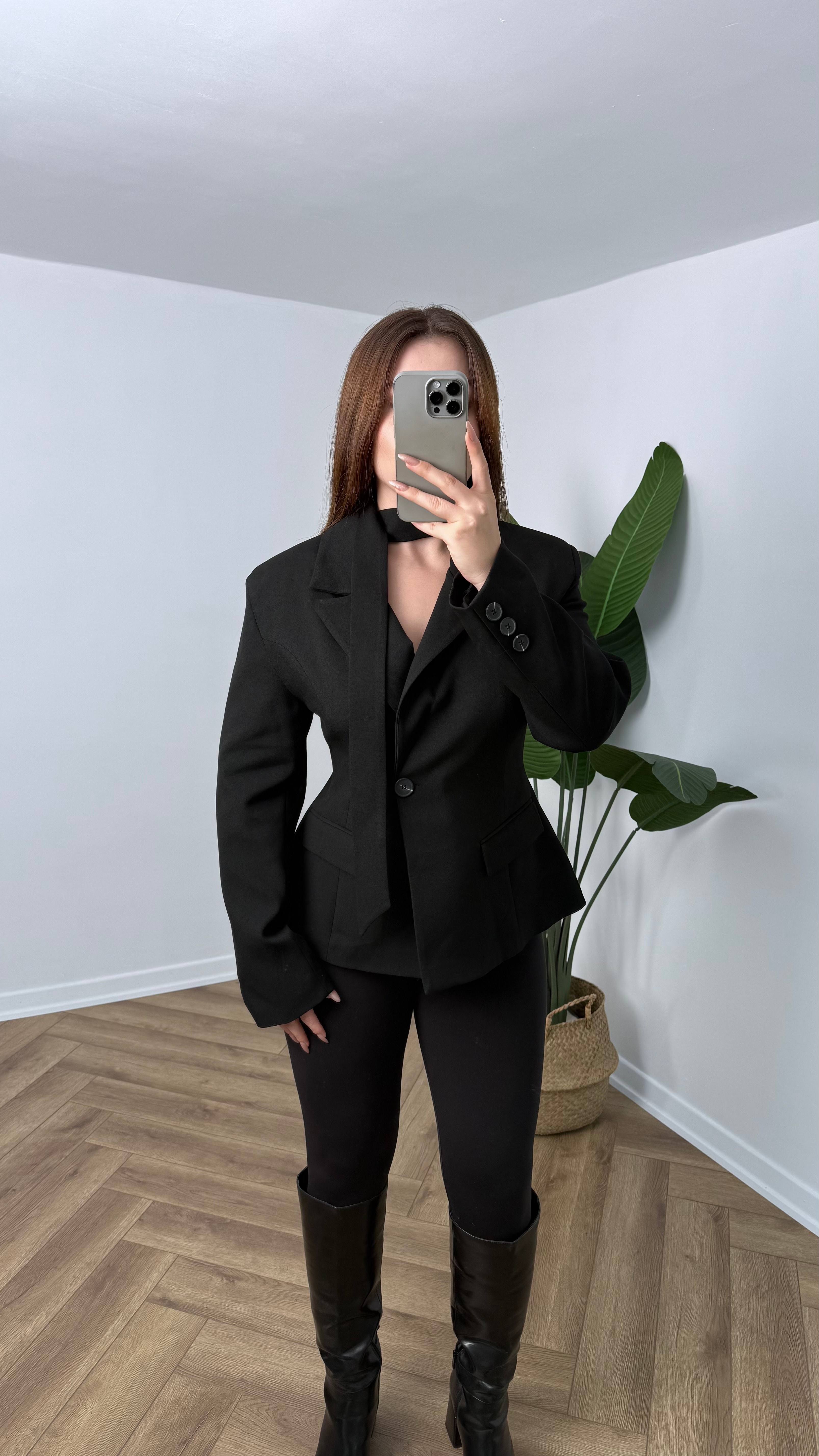 Yeni Sezon Premium Boyun Detaylı Blazer Ceket - Siyah