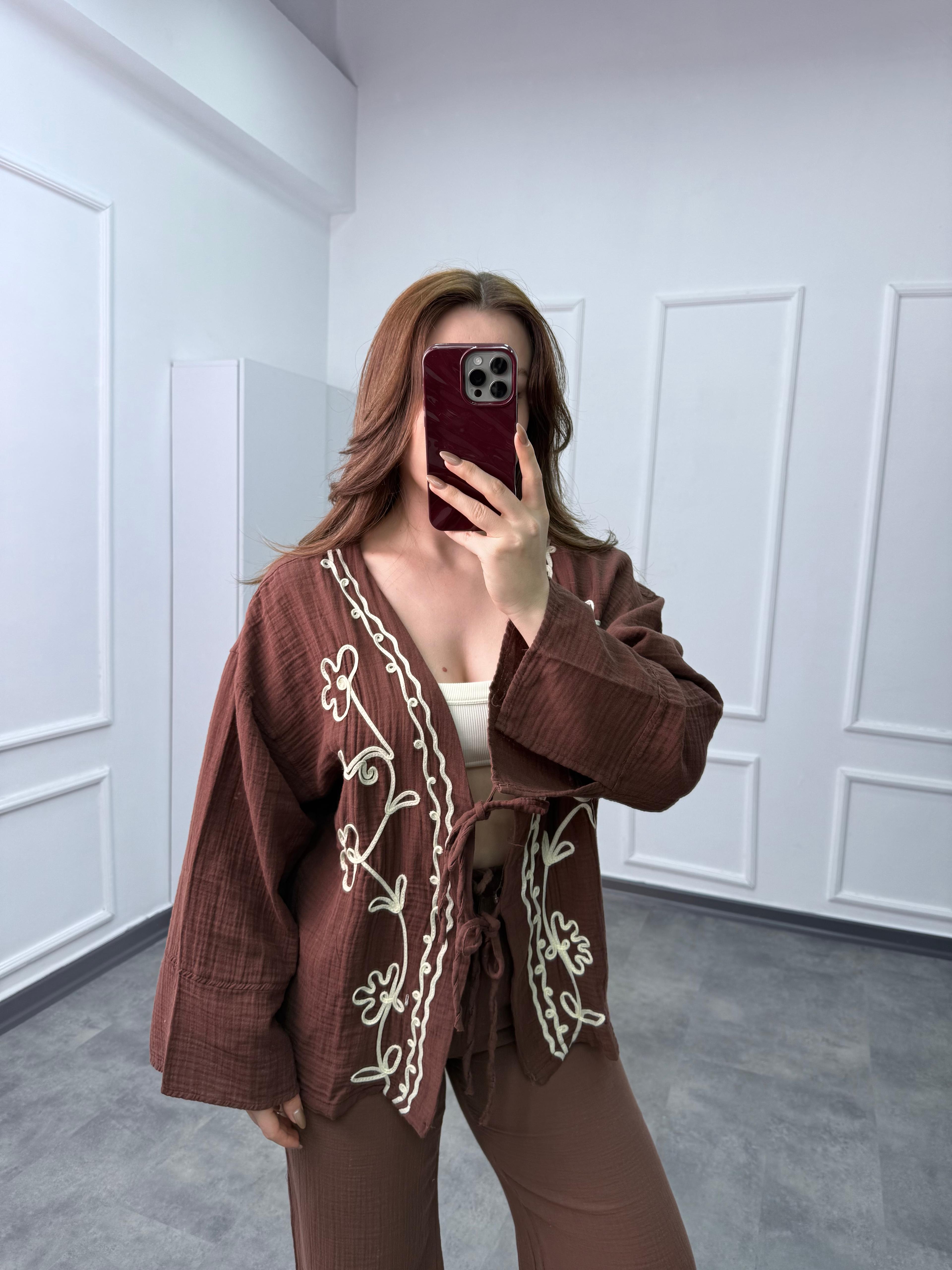 Müslin Desenli Kimono