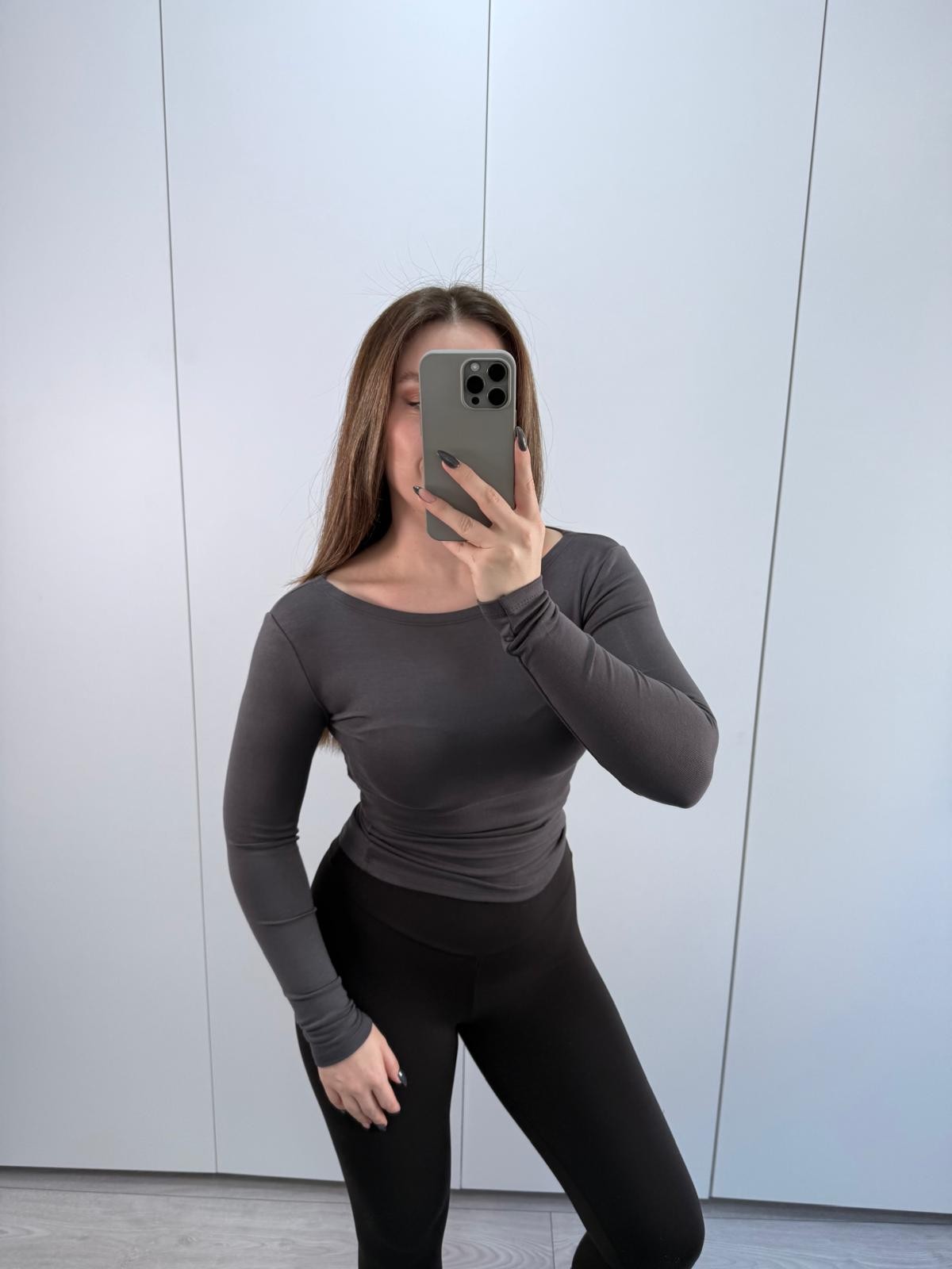 OYS Modal Pamuk Kayık Yaka Orta Bel Body - Antrasit
