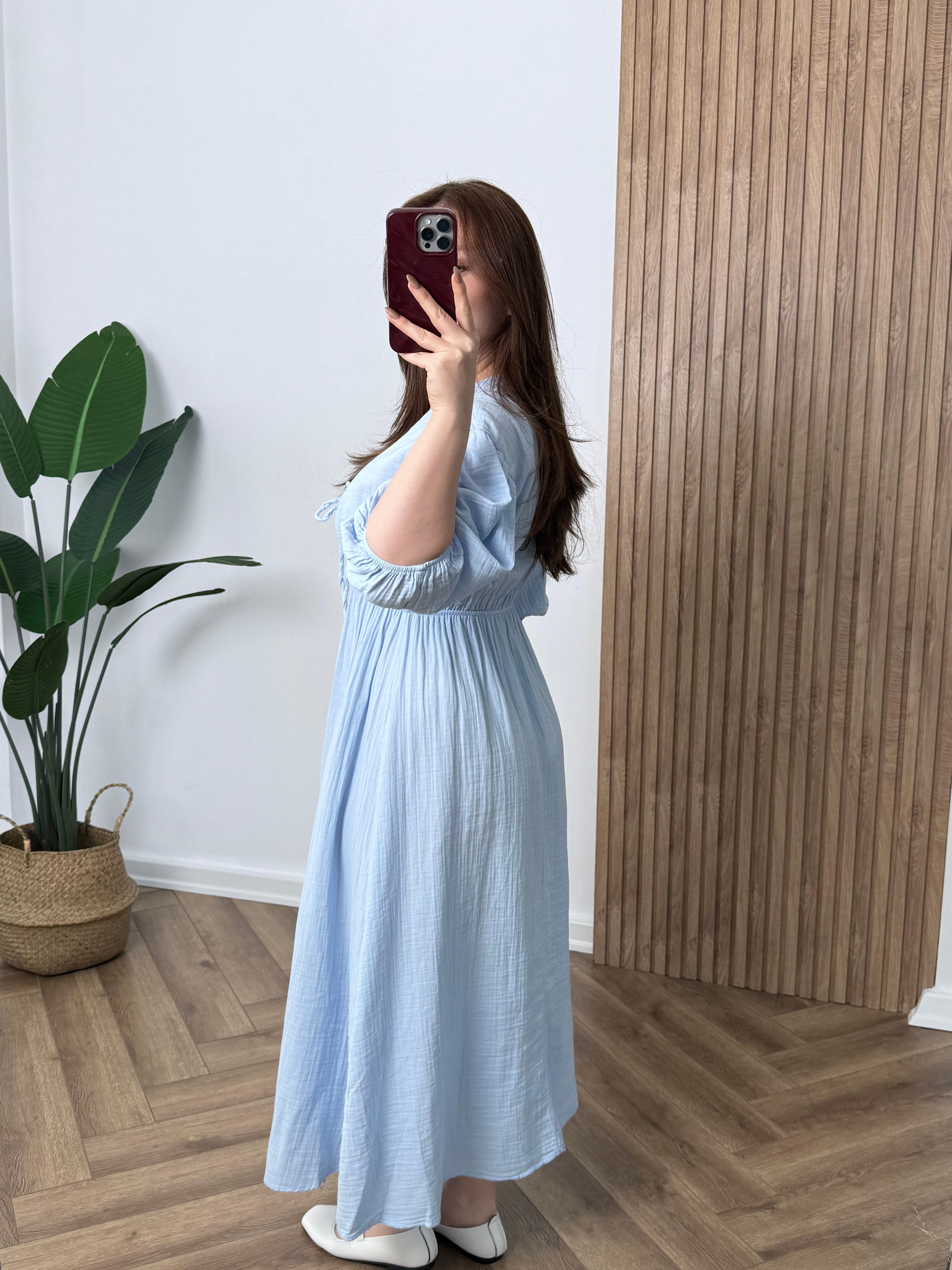 Yeni Sezon Müslin Bağlamalı Heidi Elbise