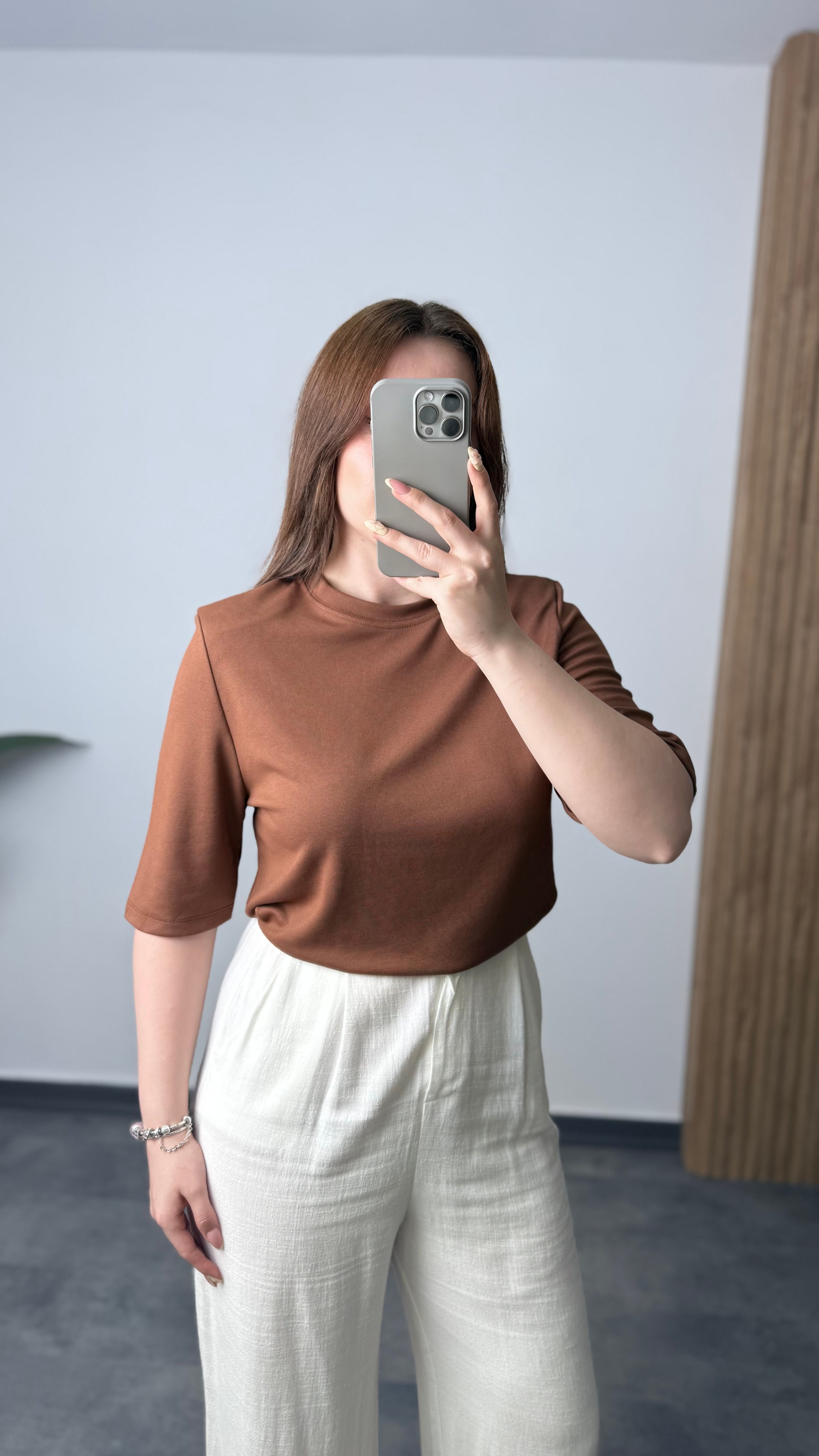 M.Dutti Vatkalı T-shirt - Kahverengi